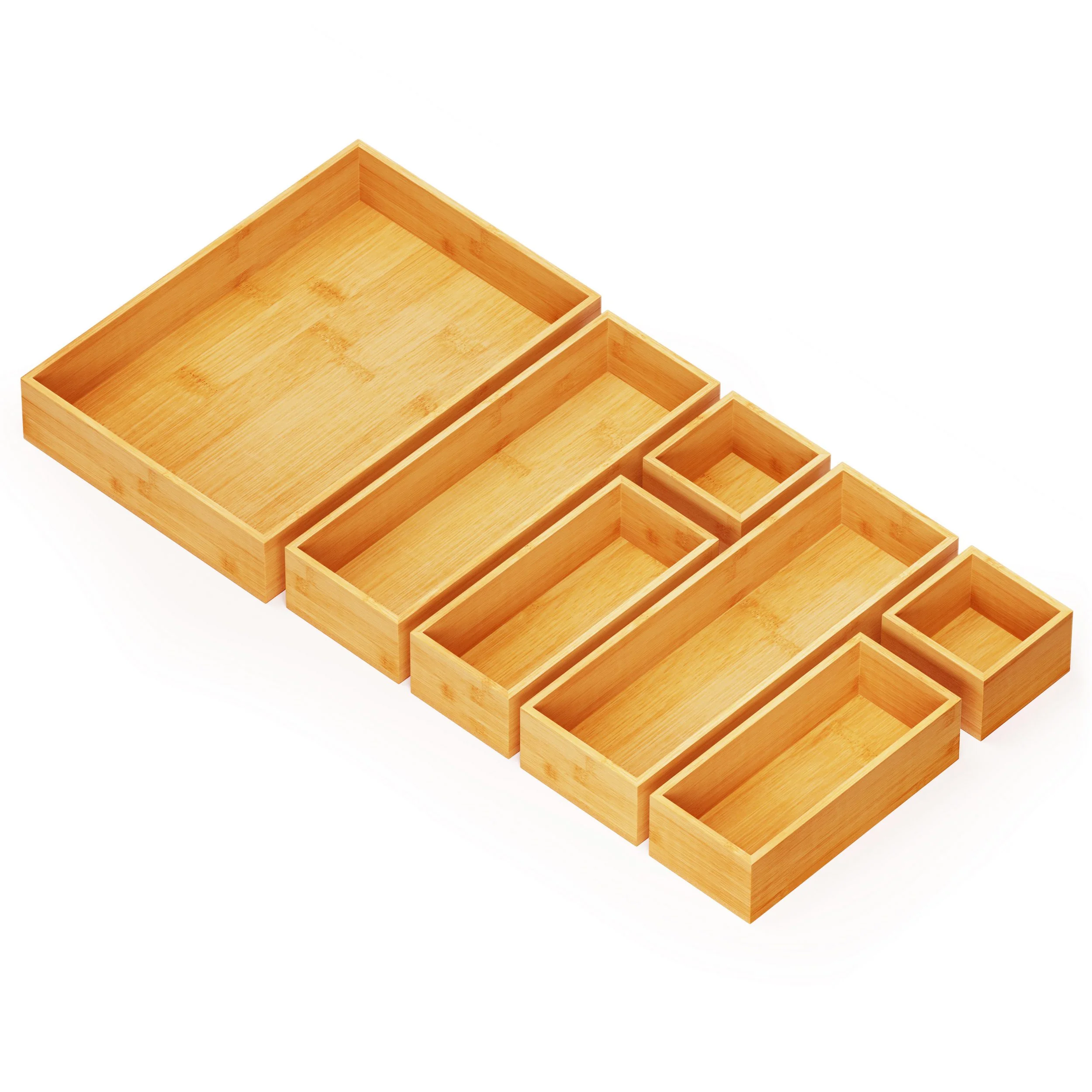 Aufbewahrungsbox Bambus-Schubladenorganizer-Aufbewahrungsboxen-Set