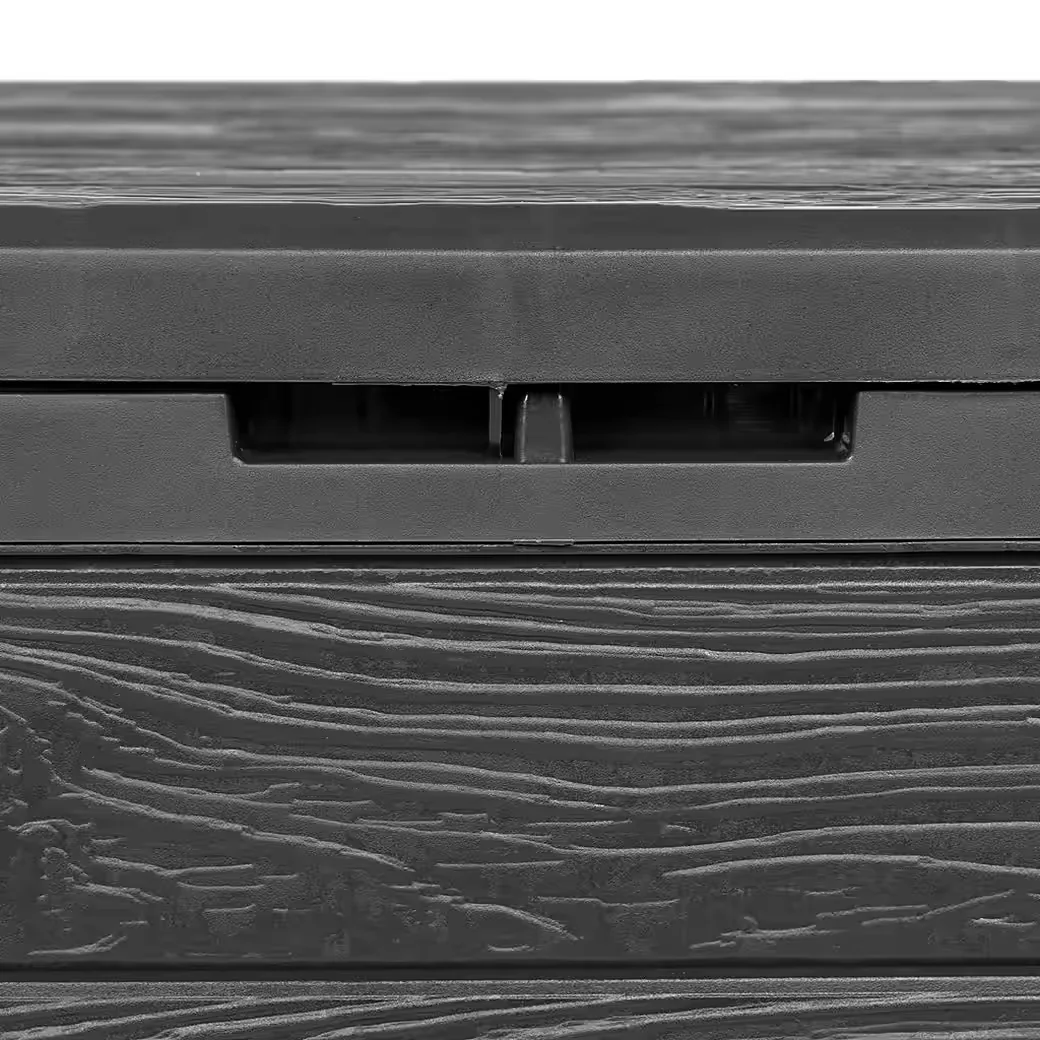 KREHER Kissenbox WOOD 140 L Holzoptik Anthrazit Gartenbox