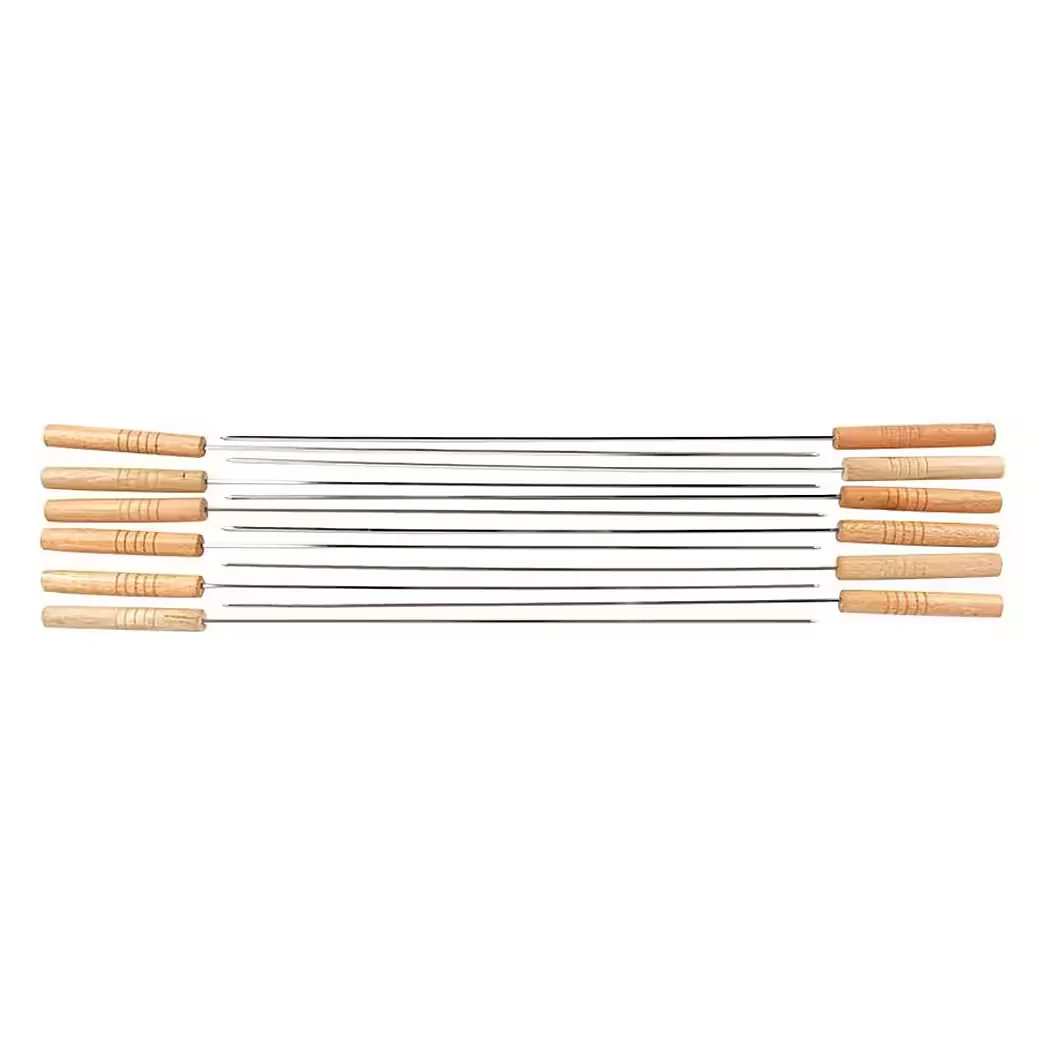 Buri BBQ Grillspieße 12er Set 48 cm Schaschlikspieße Fleischspieße