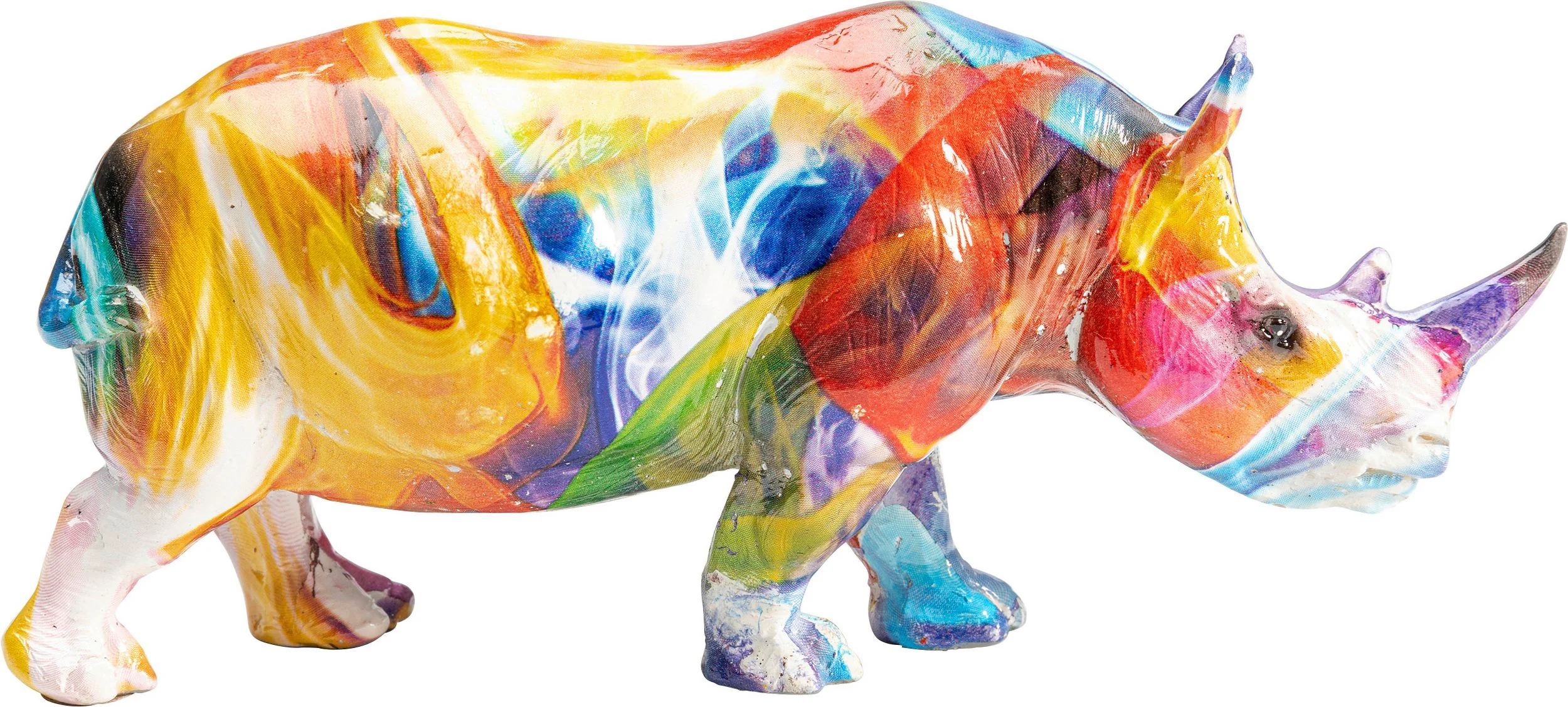 Dekofigur Deko Figur Colored Rhino 17cm