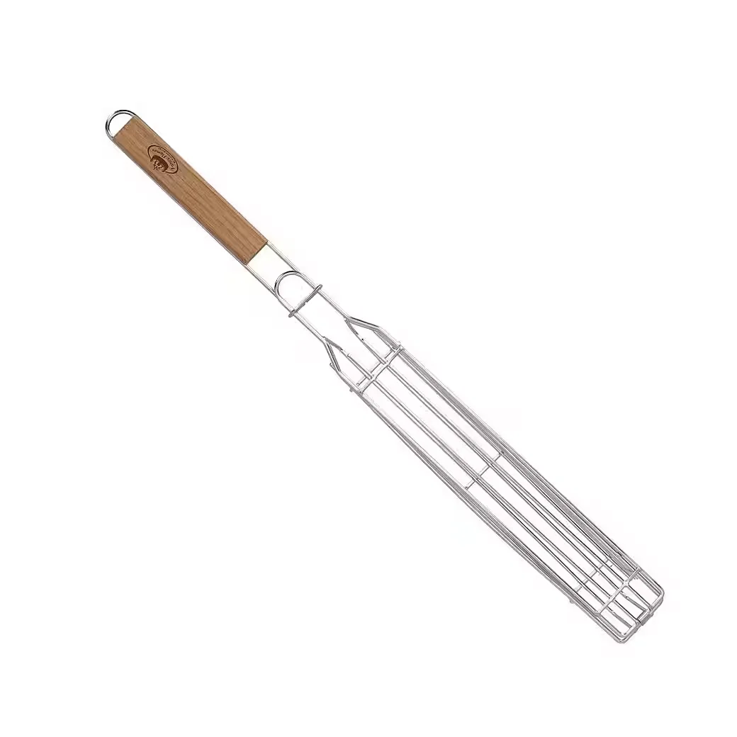 ESSCHERT DESIGN Grill Gemüsekorb Edelstahl mit Holzgriff für Camping