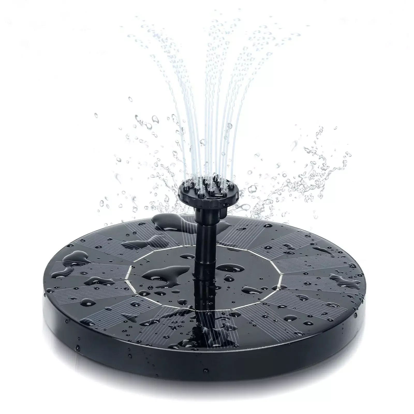 CLANMACY Solarbrunnenpumpe 1.5W mit 6 Düsen für Garten und Teich