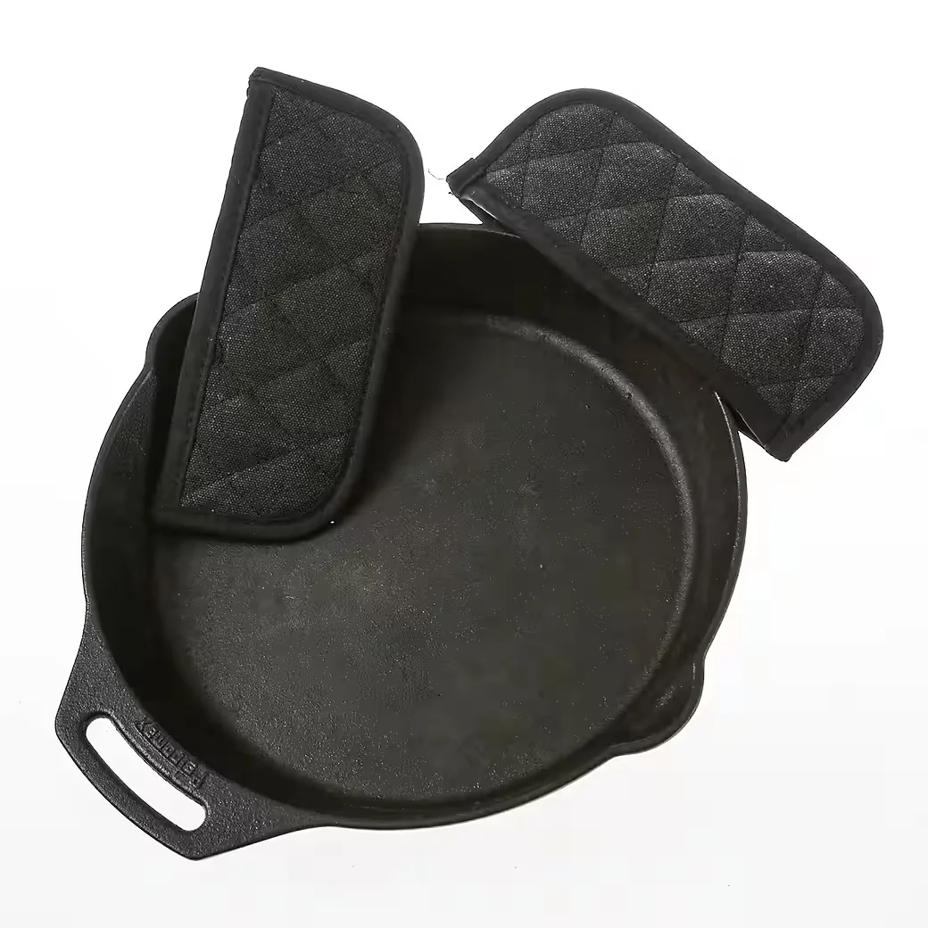 GAUMENKICK Grillhandschuhe Hitzeschutz Topflappen Gusseisen 2er Set