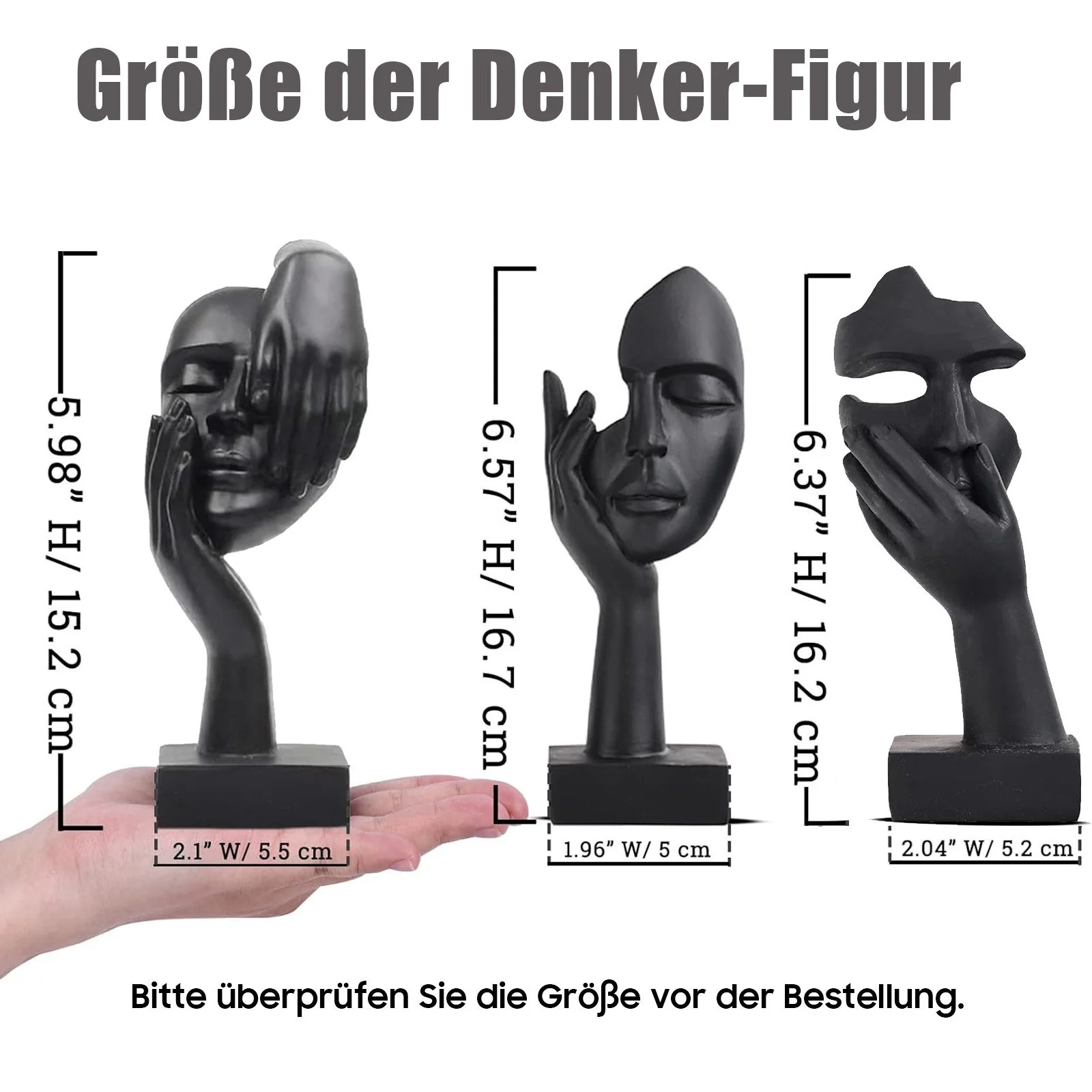 Dekofigur Skulptur Statue Schwarze Heimdekoration Frau Gesicht Dekofigur