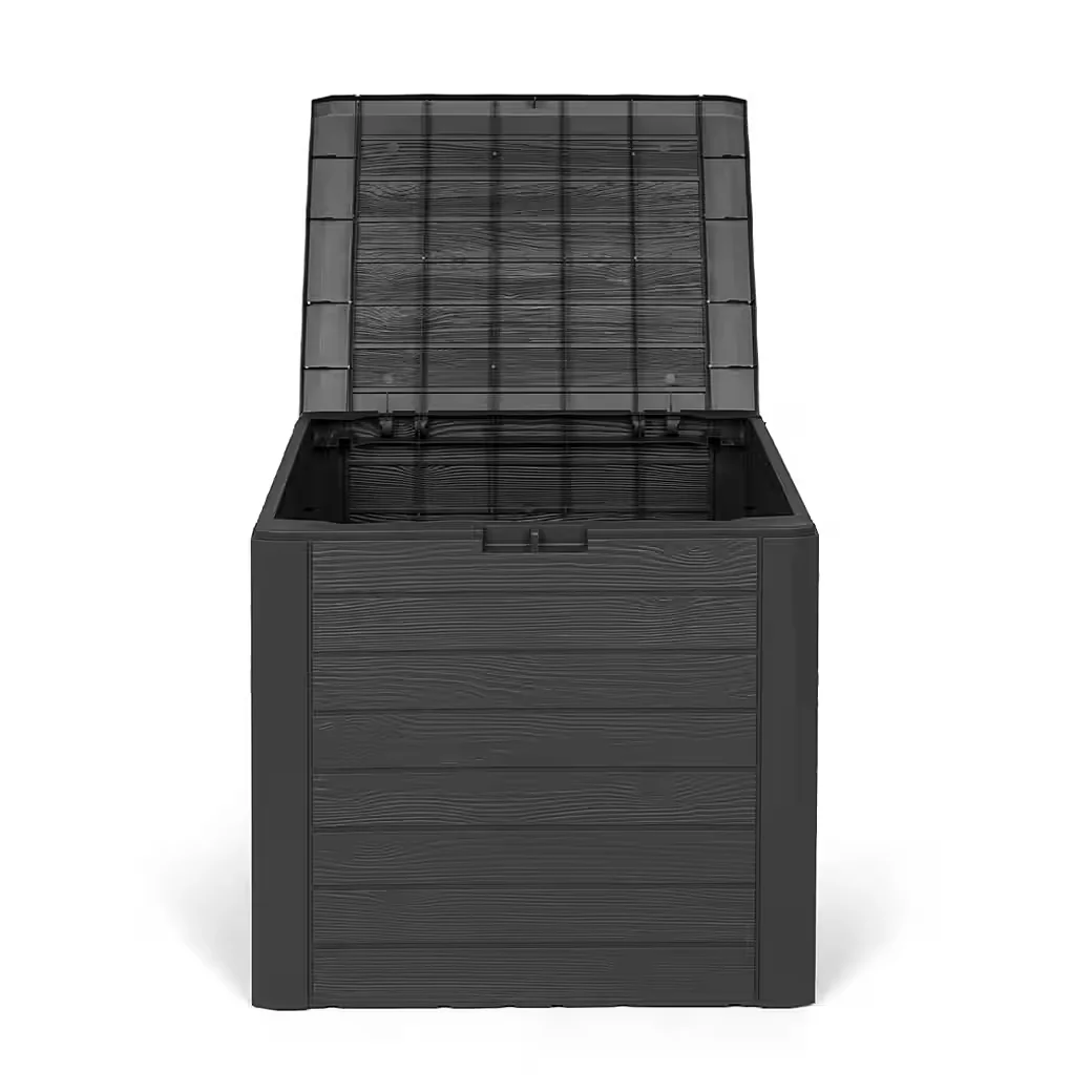 KREHER Kissenbox WOOD 140 L Holzoptik Anthrazit Gartenbox