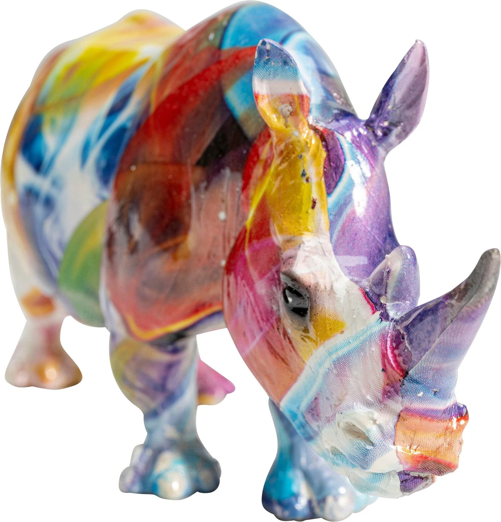 Dekofigur Deko Figur Colored Rhino 17cm