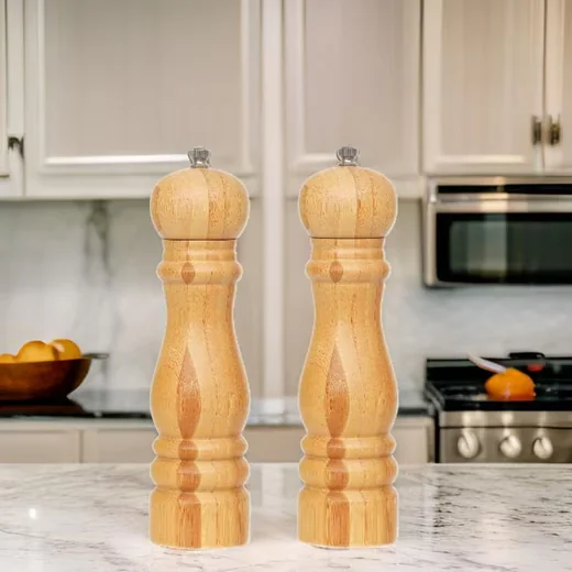 Gewürzmühle 2-tlg. Bambus-Set – Salz- & Pfeffermühle im Naturdesign