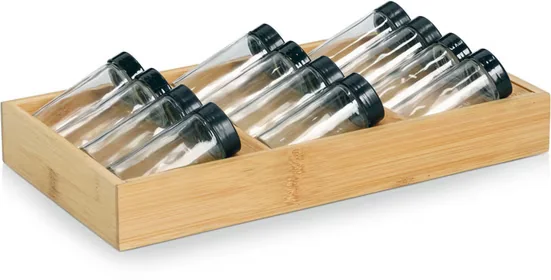 Gewürzstreuer Gewürzeinsatz-Set, 13-tlg., Bambus/Glas