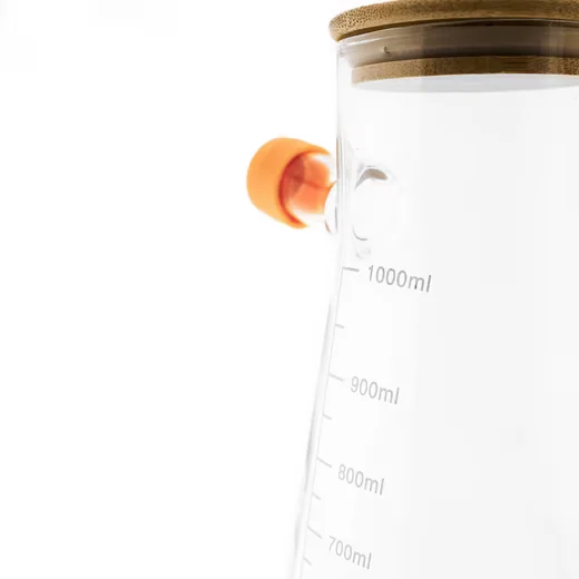 Ölspender 3-teiliges Ölbehälter-Set aus Glas mit Bambusdeckel & Untersetzer