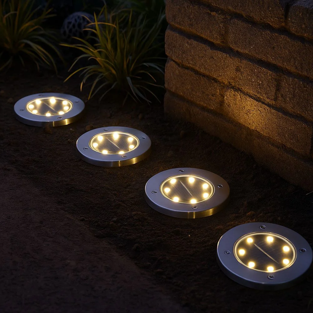 GLOBO LIGHTING Solar LED Gartenstrahler 4er Set kaltweiß wasserfest