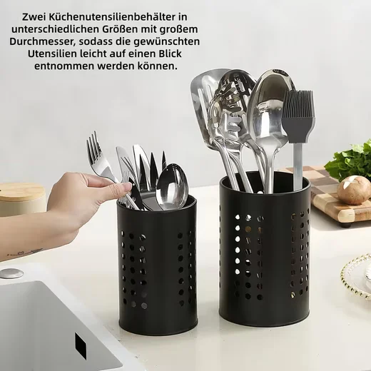 Besteckhalter 2er Set Küchenutensilienhalter aus Edelstahl, für Arbeitsplatte