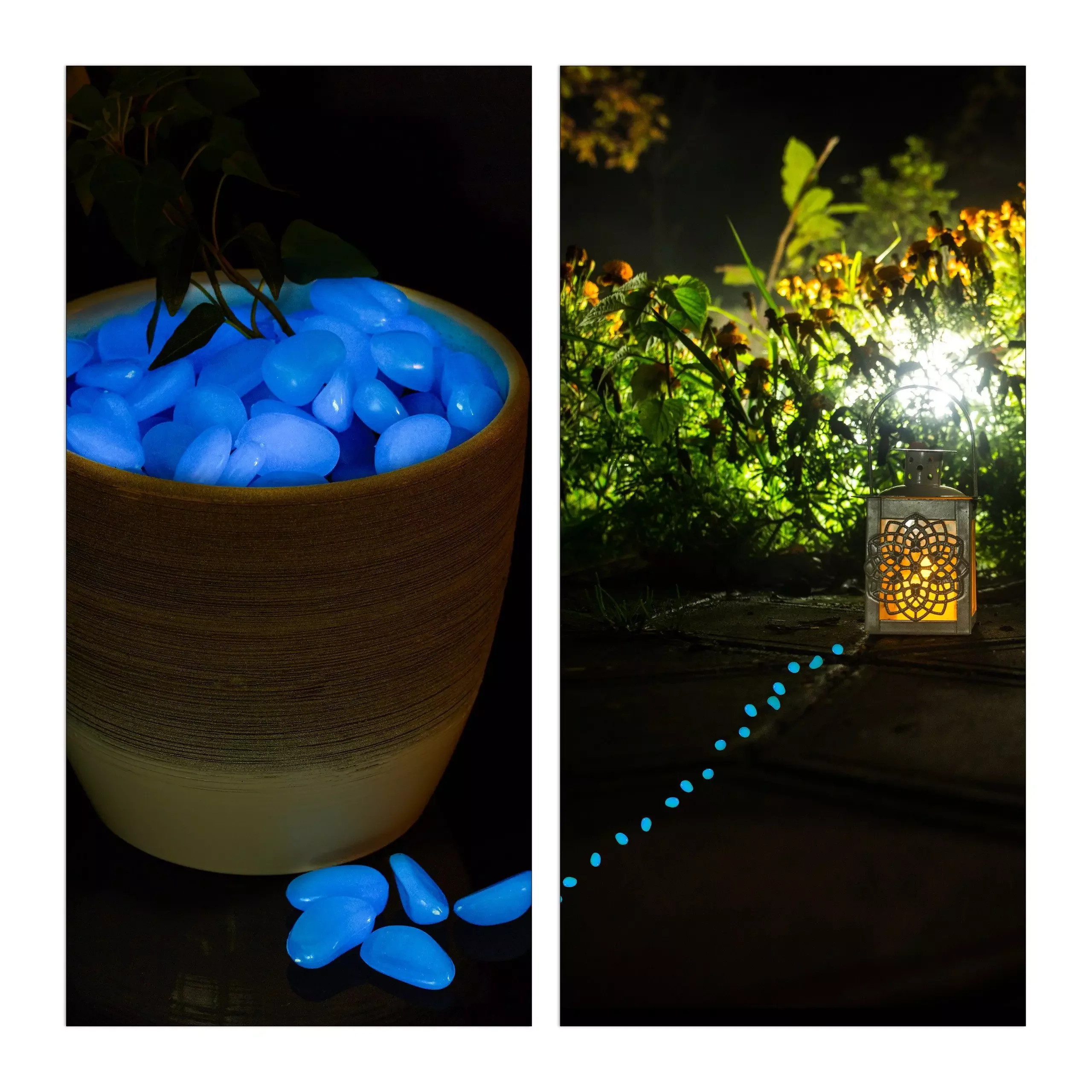 Relaxdays Leuchtsteine Dekosteine 200er Pack blau im Dunkeln