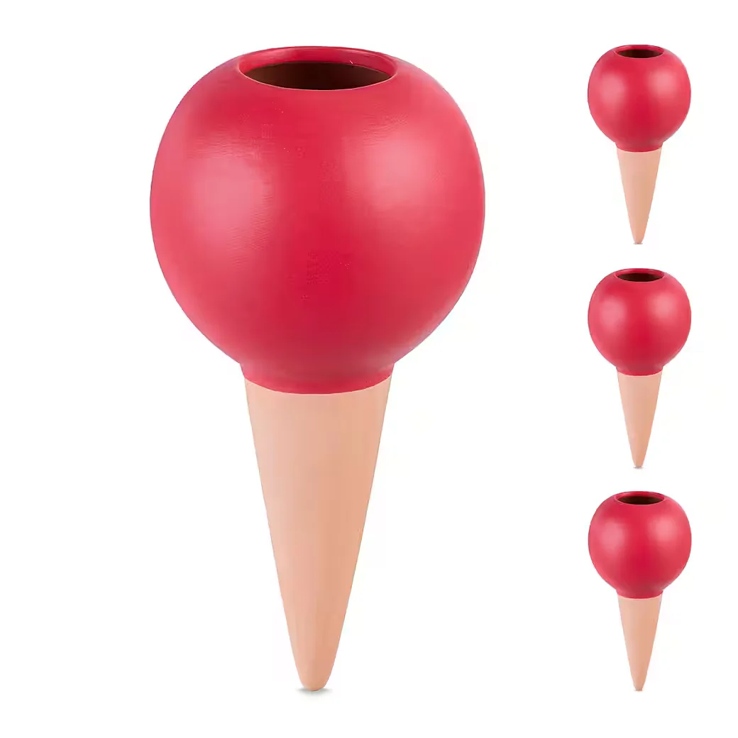 Relaxdays Bewässerungssystem Tonkegel 4er Set für Zimmerpflanzen