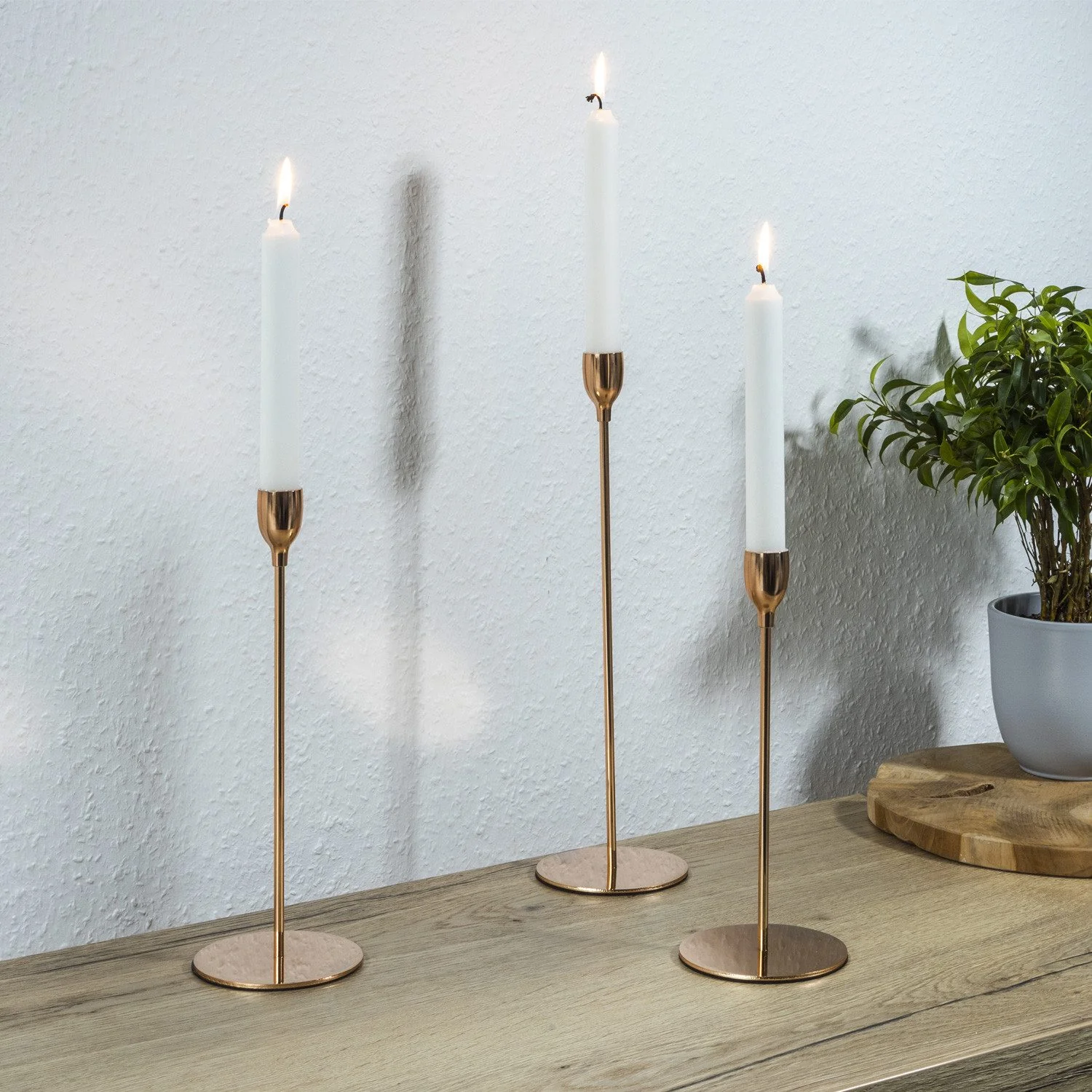 Kerzenhalter Stabkerzenhalter rosé Kerzenständer Tafelkerzenhalter Kerzenhalter 3St