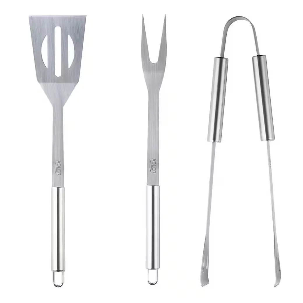 ADLER Grillbesteck-Set AD 6728 aus Edelstahl mit Zange Gabel Wender