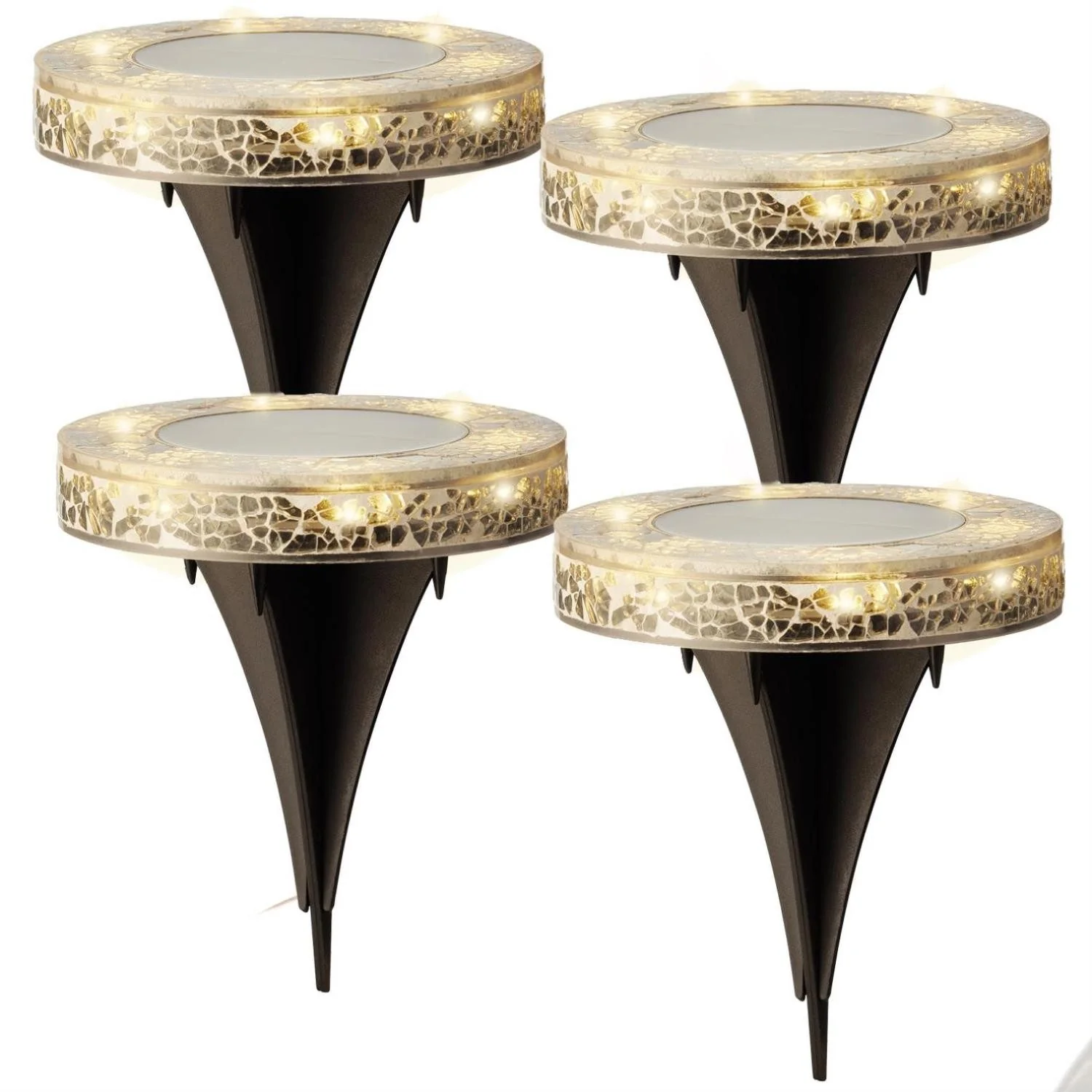 MARELIDA Solar LED Wegleuchte Bodenleuchte Mosaikoptik Außen 4er Set