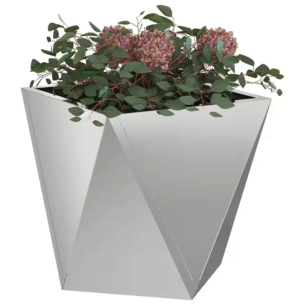 vidaXL Blumentopf Pflanzkübel Silber 30x30x30 cm verzinkter Stahl