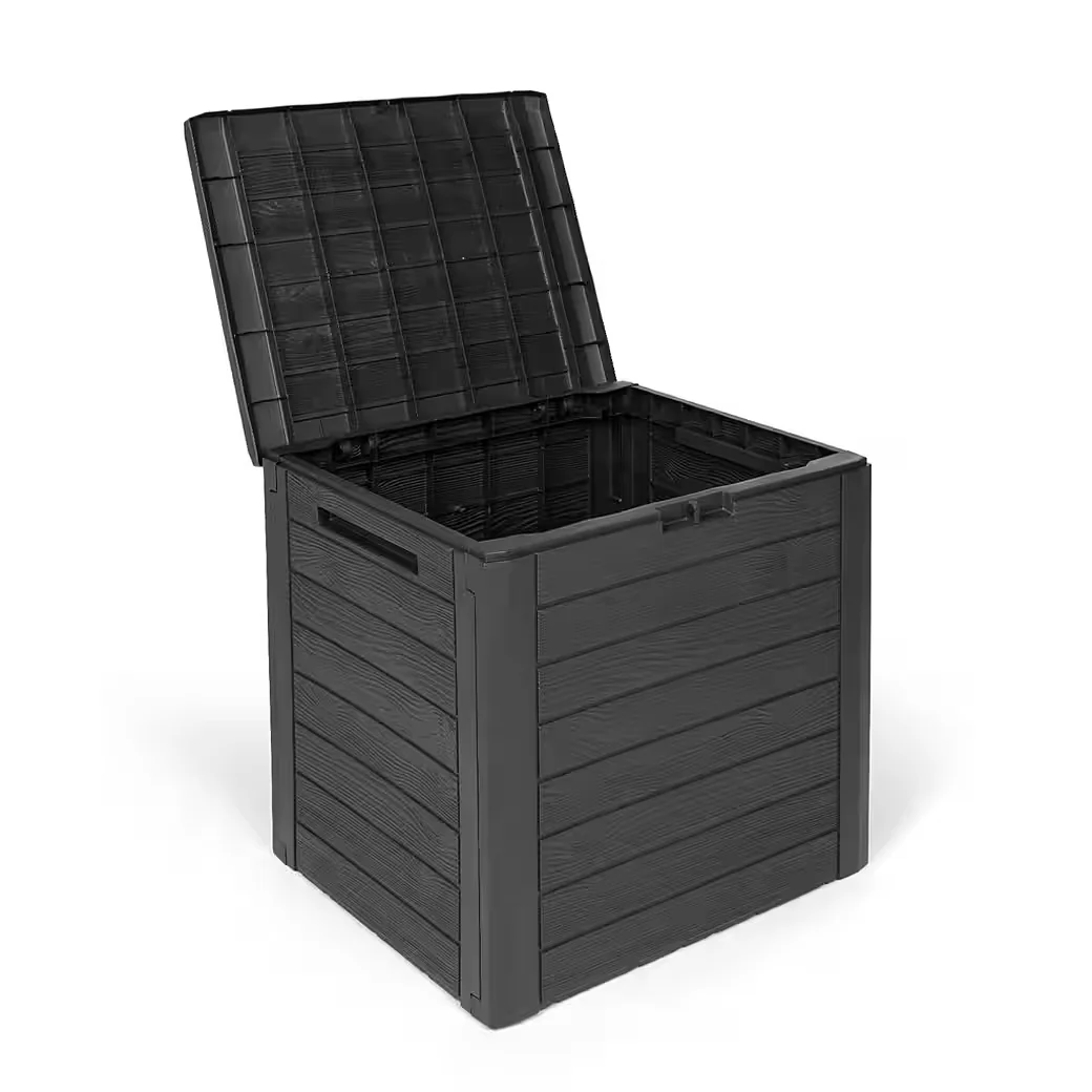 KREHER Kissenbox WOOD 140 L Holzoptik Anthrazit Gartenbox