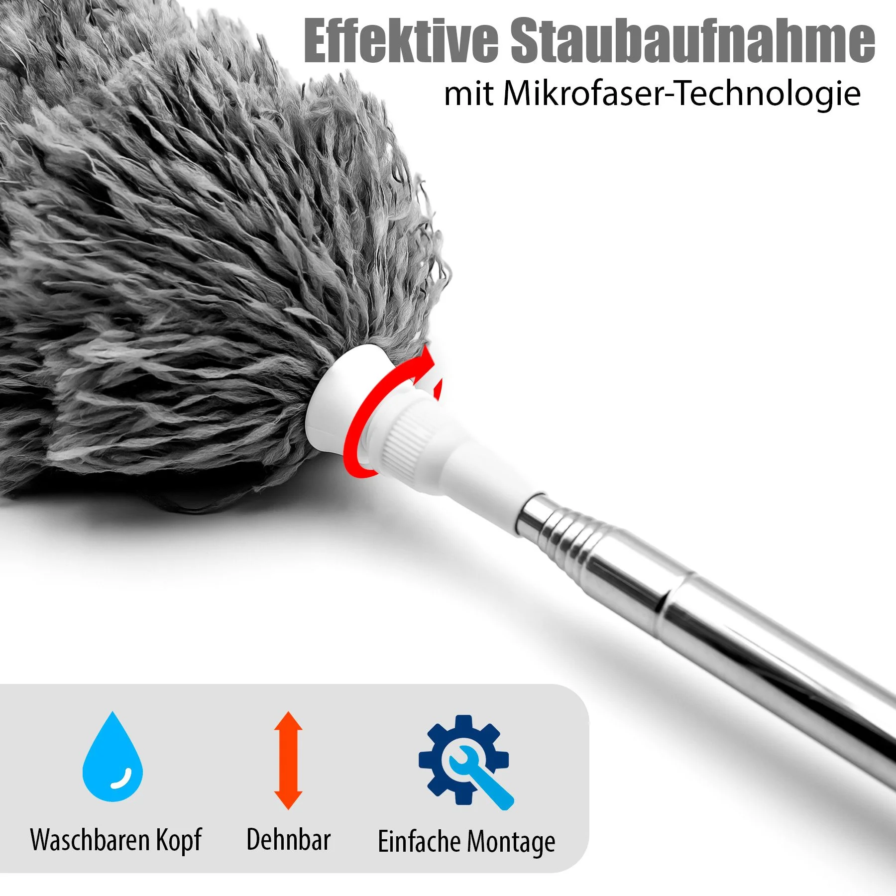 Staubwedel Teleskop ausziehbar waschbar & effizient gegen Staub & Spinnweben