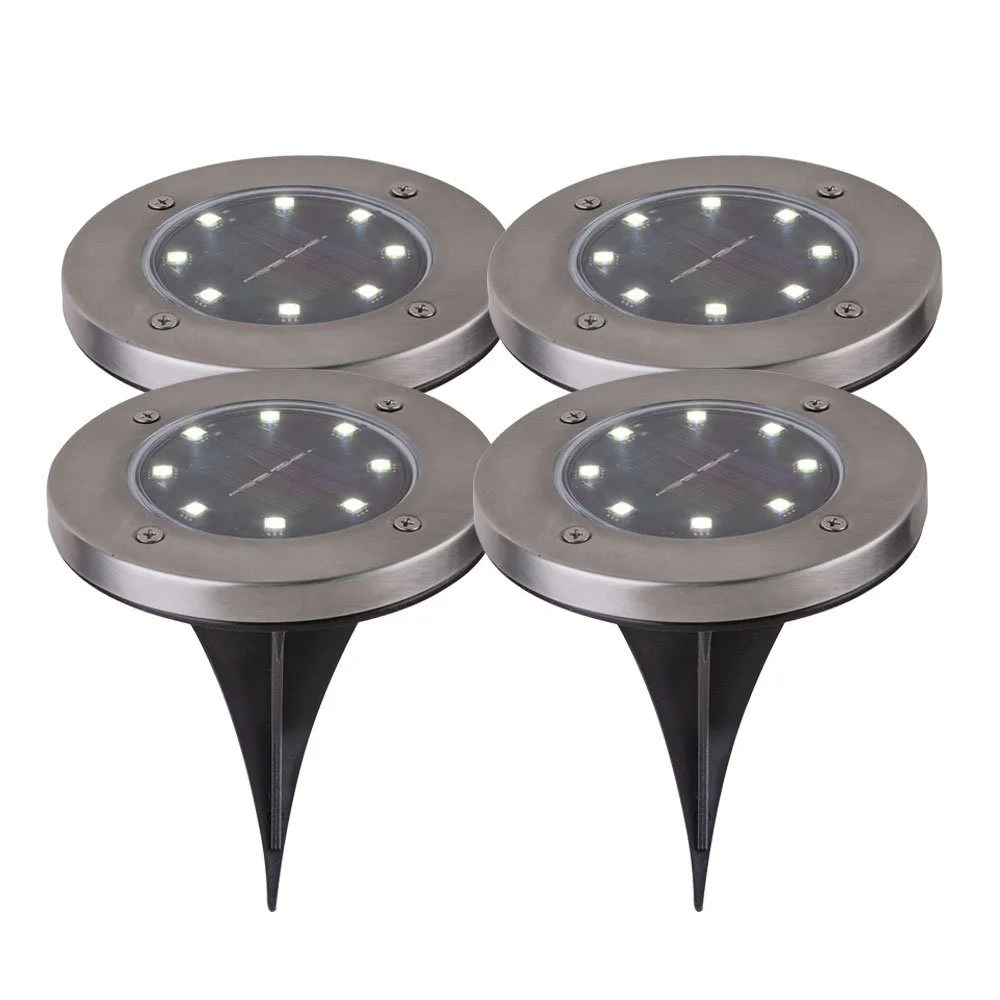 GLOBO LIGHTING Solar LED Gartenstrahler 4er Set kaltweiß wasserfest
