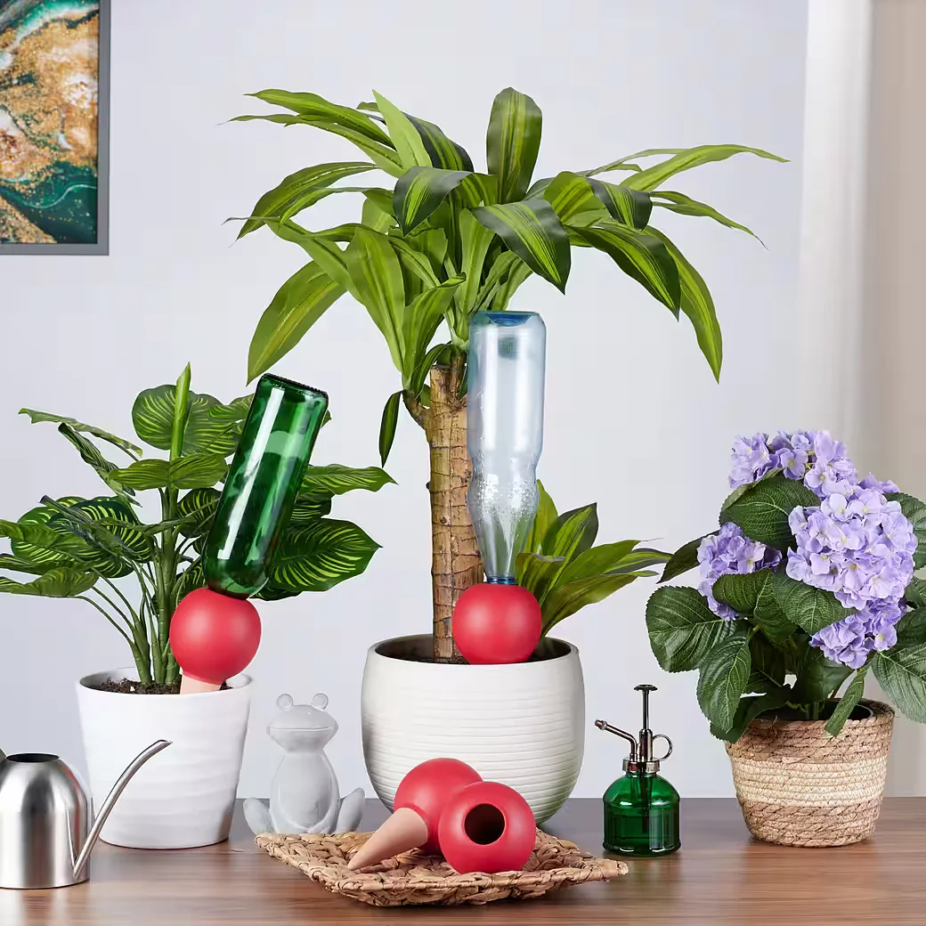 Relaxdays Bewässerungssystem Tonkegel 4er Set für Zimmerpflanzen