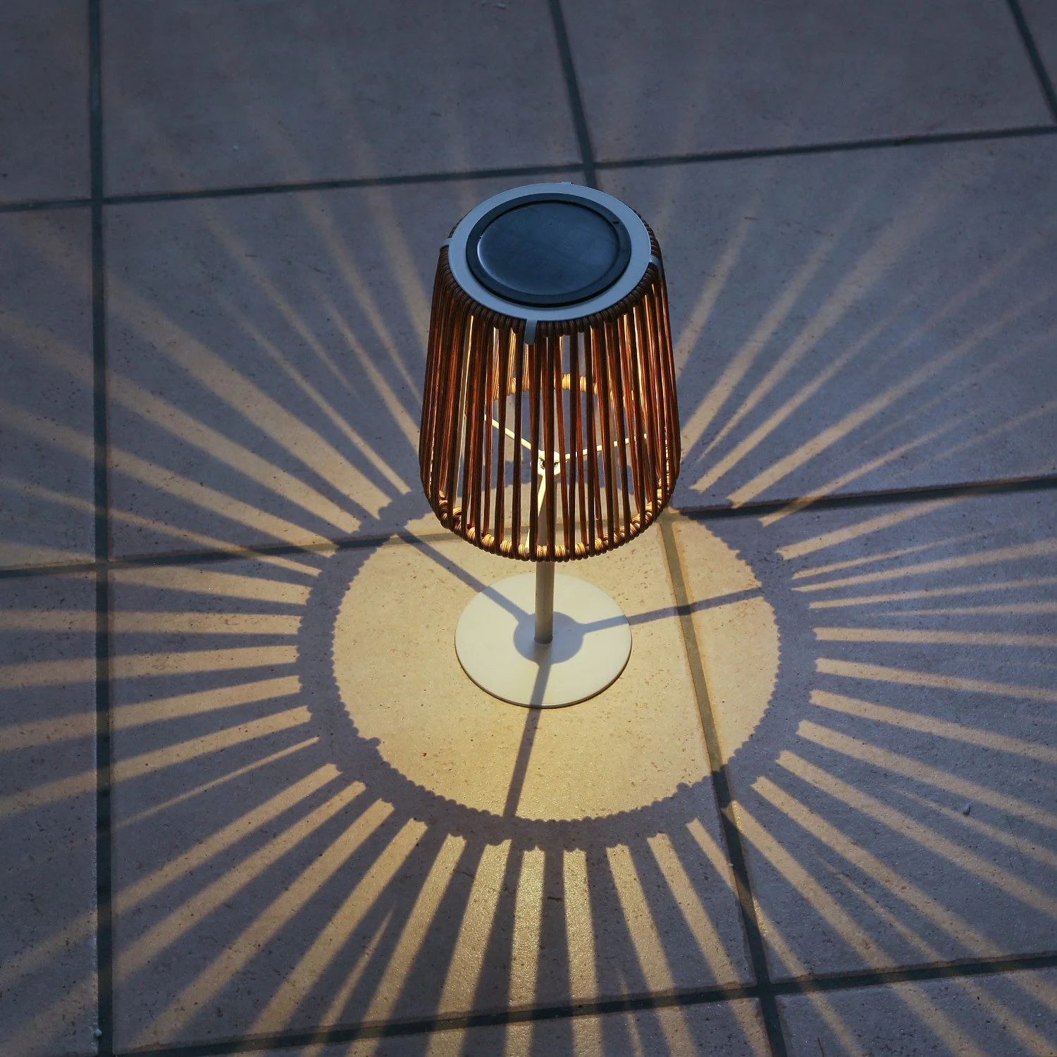 MARELIDA LED Solar Außen-Tischleuchte Rattanoptik Höhe 19 cm