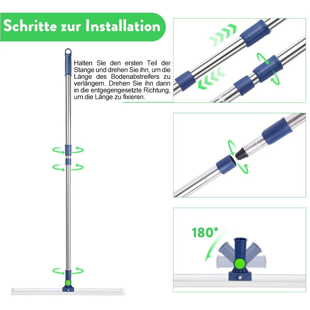 Wasserabzieher Bodenabzieher Dusche mit Teleskopstiel, 180° Drehung Abzieher Boden