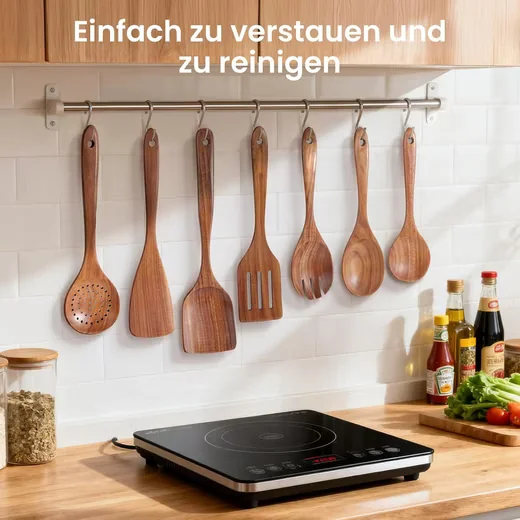 Kochbesteck-Set Acacia Holz Küchenhelfer Set, 9 teilig inkl. Aufbewahrungsständer