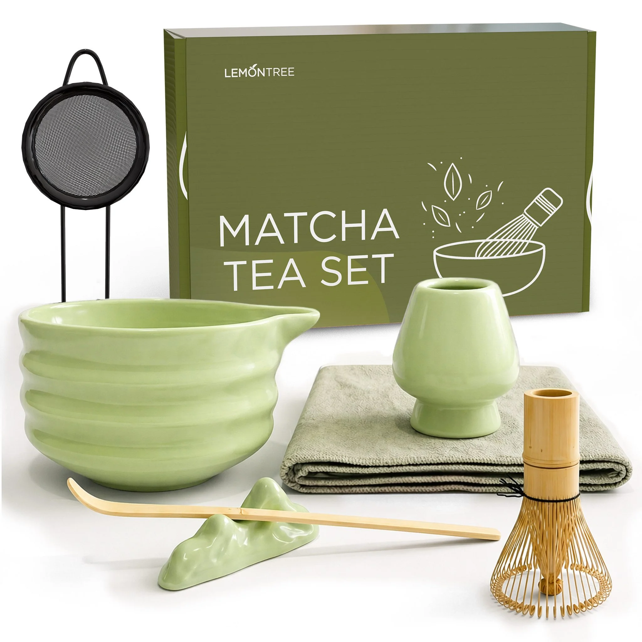 Teeservice Matcha Set - 7-teiliges Matcha Tee Lebensmittelecht, Spülmaschinenfest