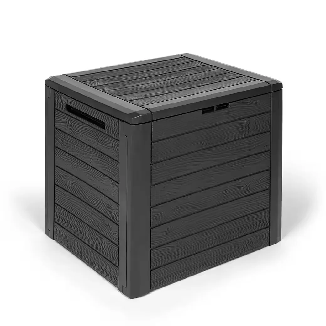 KREHER Kissenbox WOOD 140 L Holzoptik Anthrazit Gartenbox