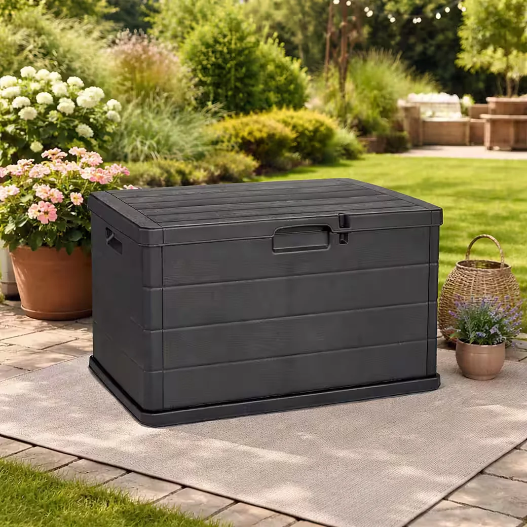 MOJAWO Auflagenbox Kissenbox Sitzbank 170L Kunststoff Anthrazit