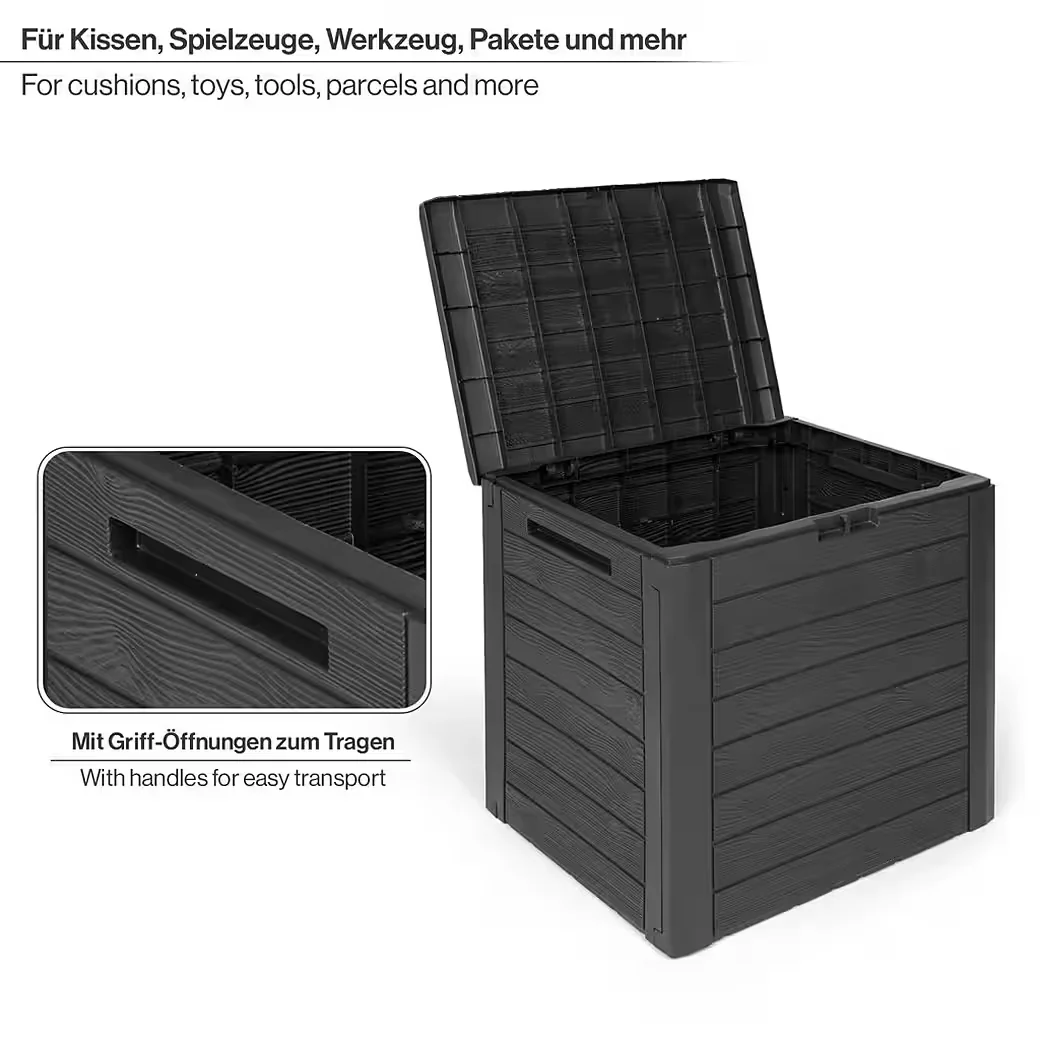 KREHER Kissenbox WOOD 140 L Holzoptik Anthrazit Gartenbox
