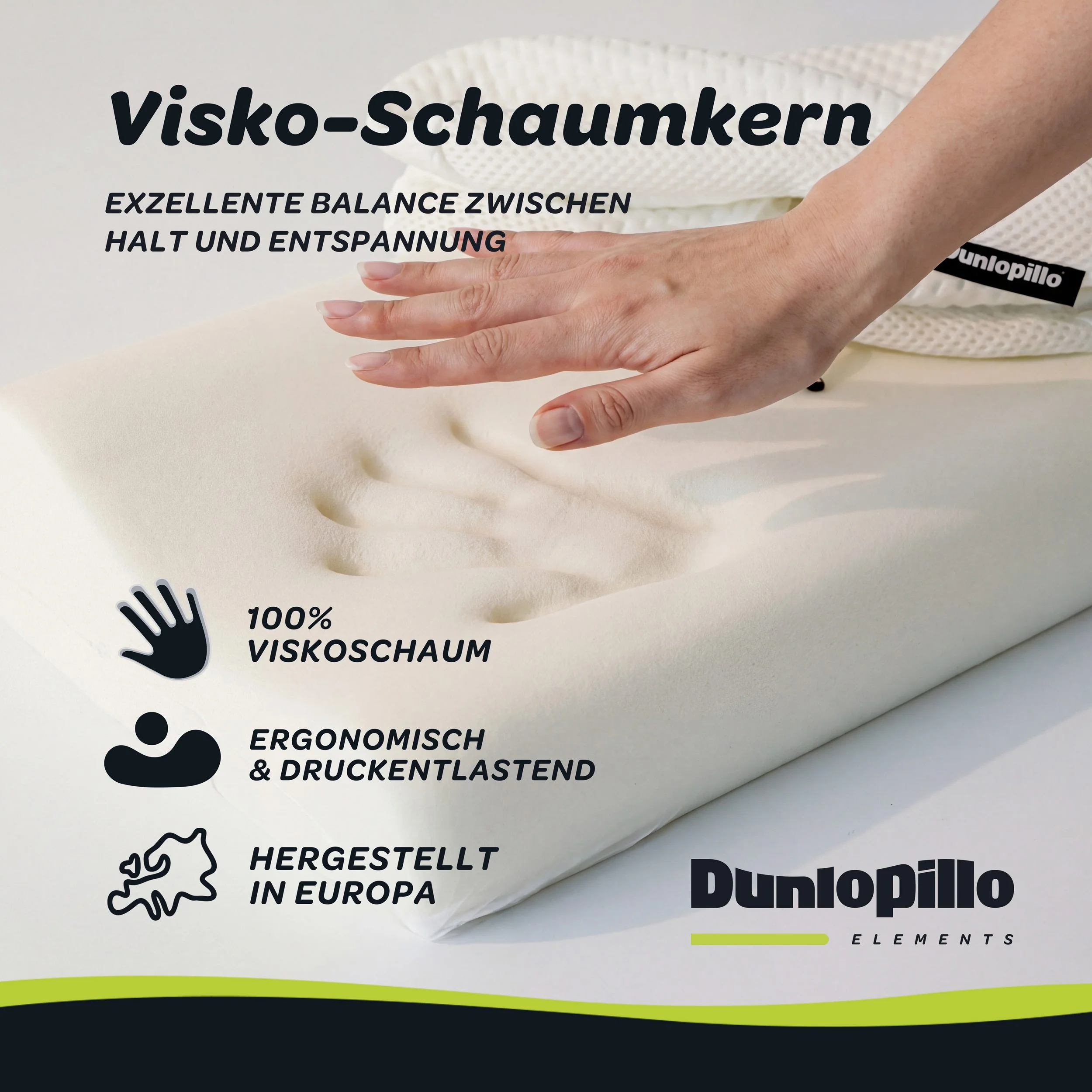 DUNLOPILLO Nackenstützkissen Home ergonomisch Viskoschaum 30x50 cm