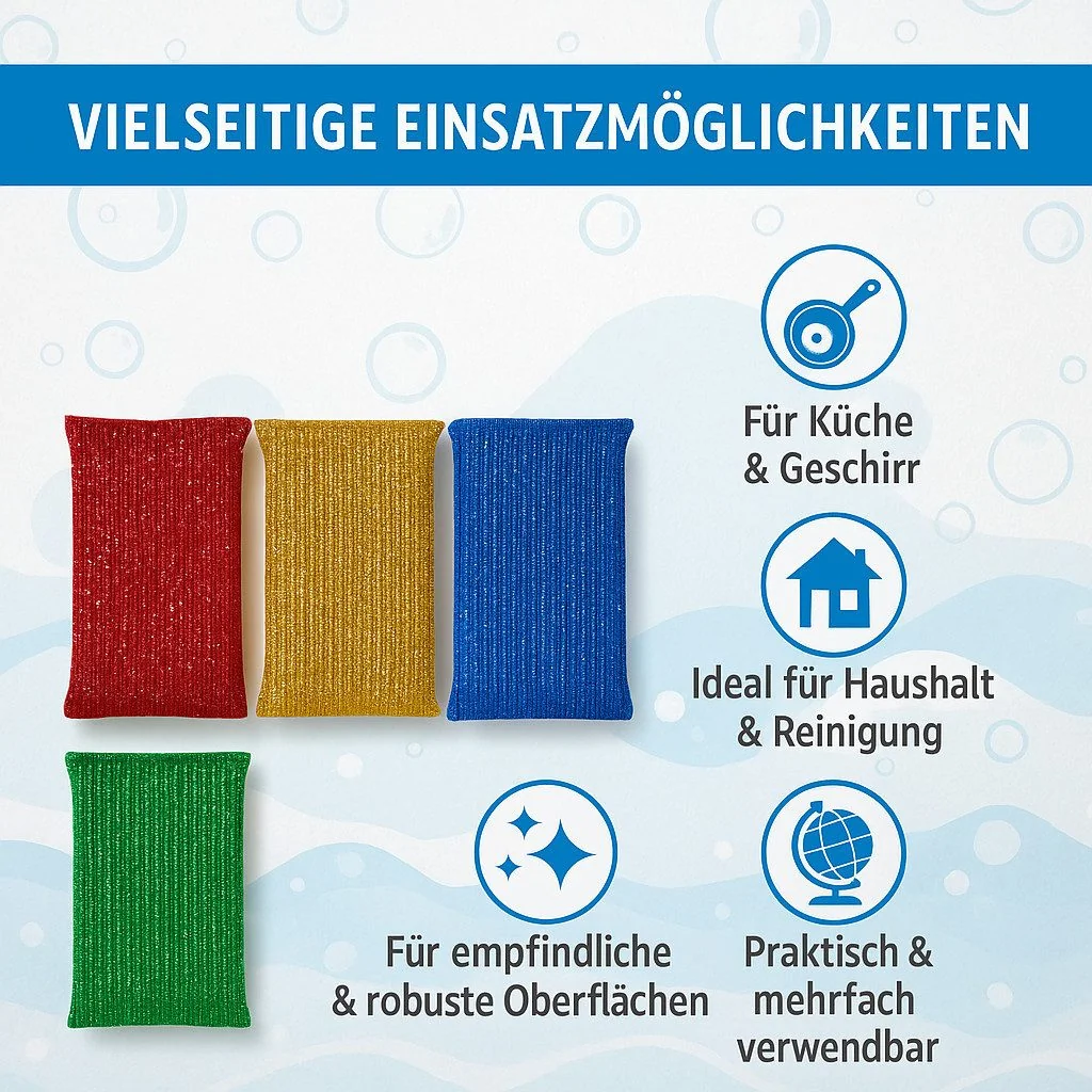 Reinigungsschwamm Lurex Schwämme 9 x 12 cm Reinigungsschwamm 4-er Set Küche Haushalt