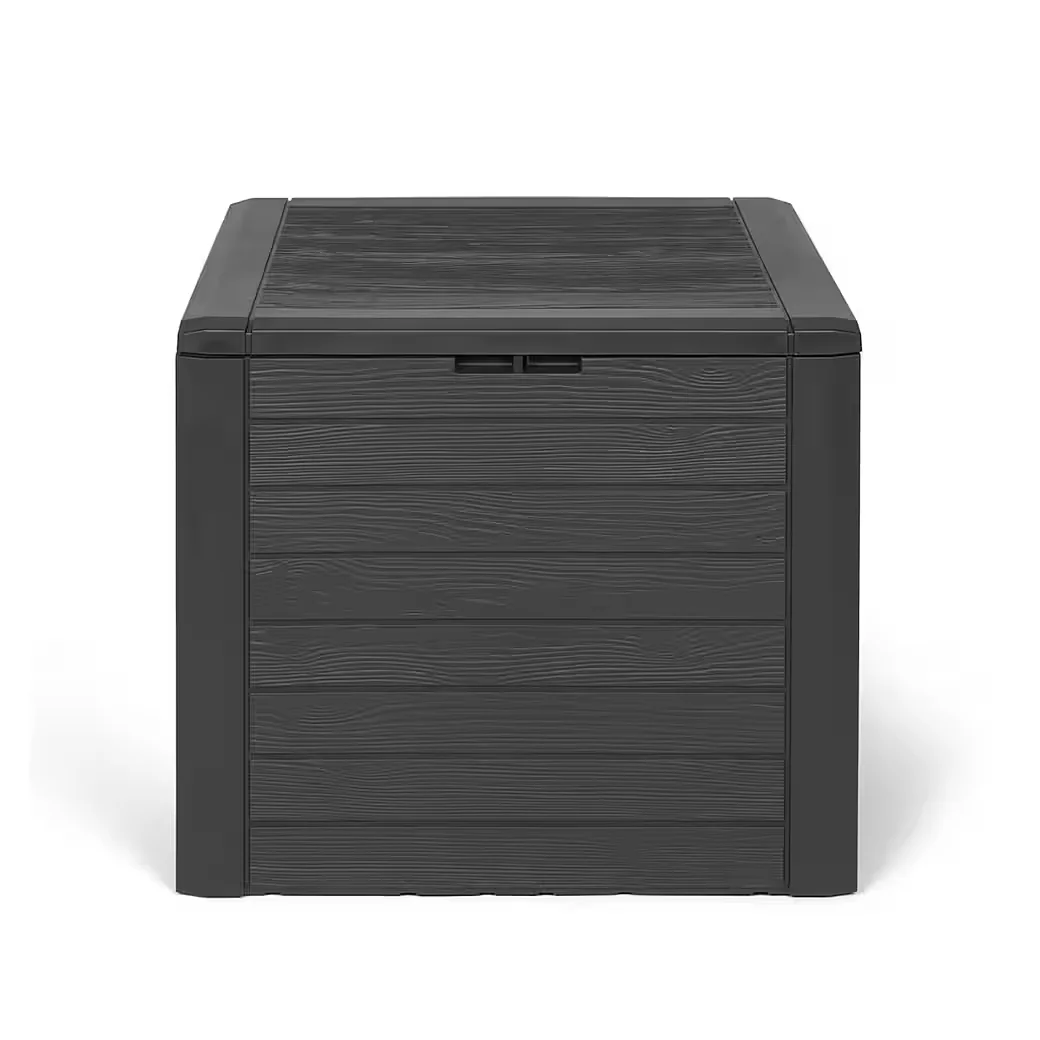 KREHER Kissenbox WOOD 140 L Holzoptik Anthrazit Gartenbox