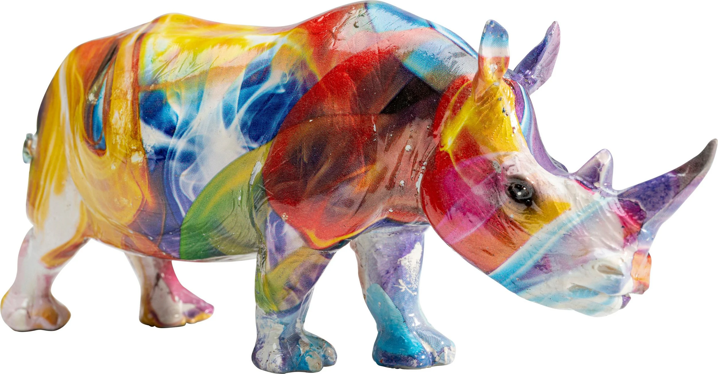 Dekofigur Deko Figur Colored Rhino 17cm