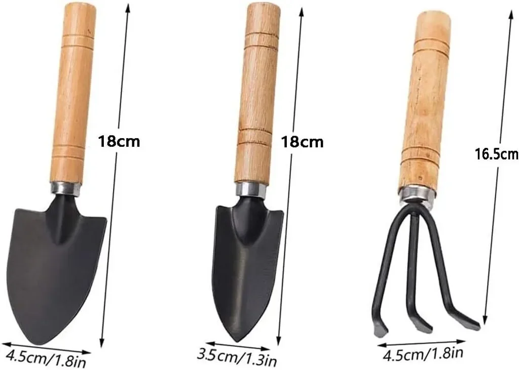 Zimtky Mini Gartenwerkzeug Set 3-tlg Bonsai Schaufel Spaten Rechen
