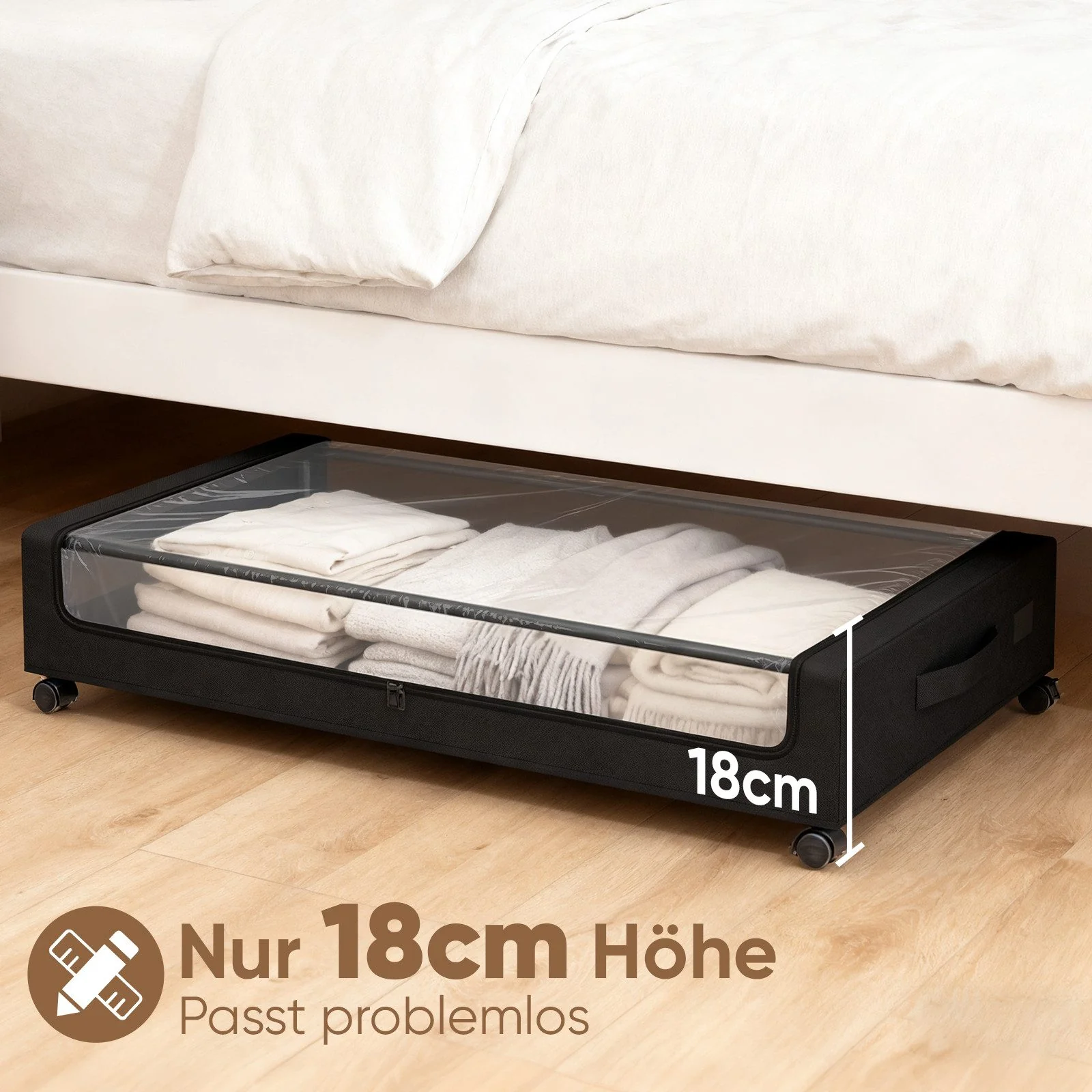SEKEY Unterbett Aufbewahrungsbox mit Deckel transparent