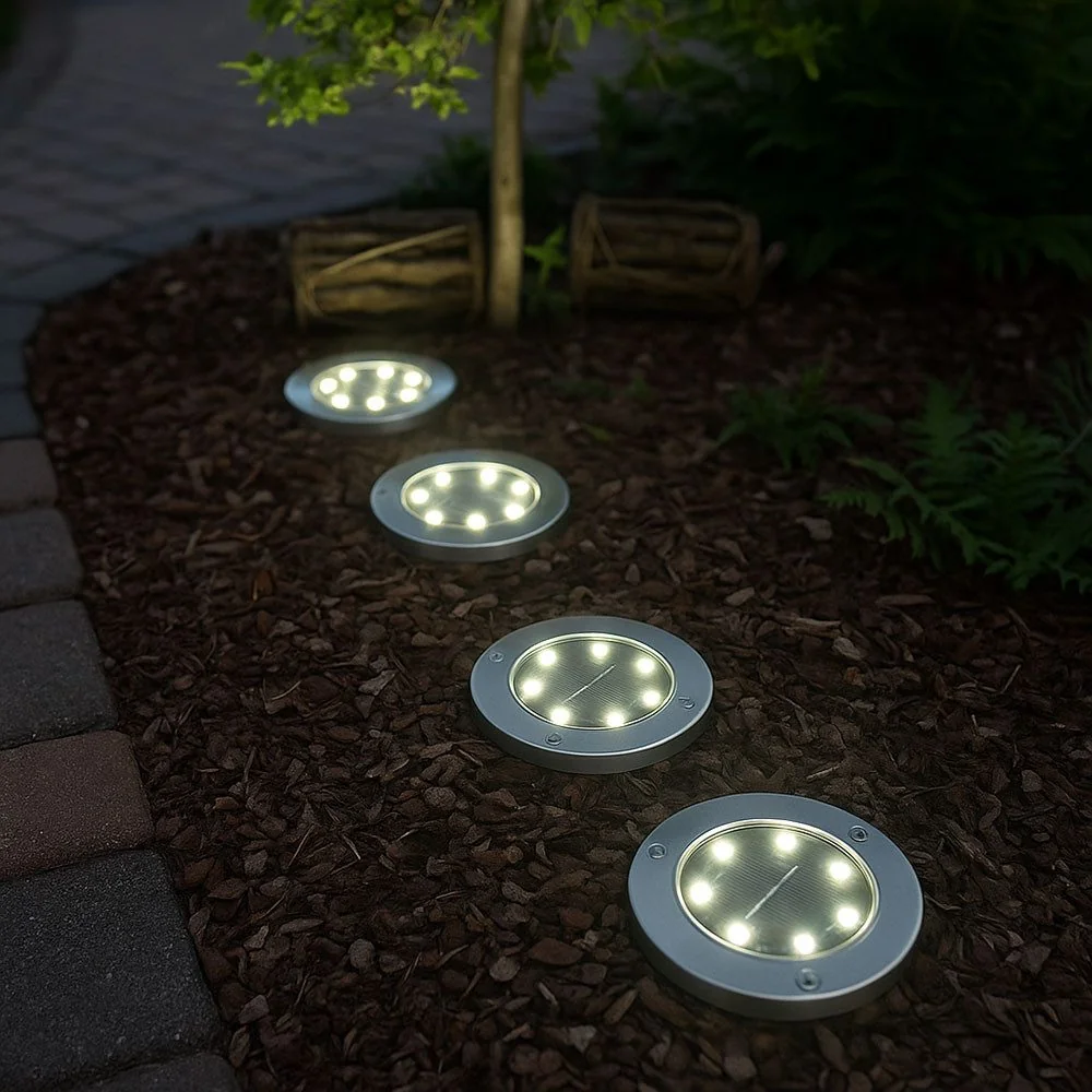 GLOBO LIGHTING Solar LED Gartenstrahler 4er Set kaltweiß wasserfest