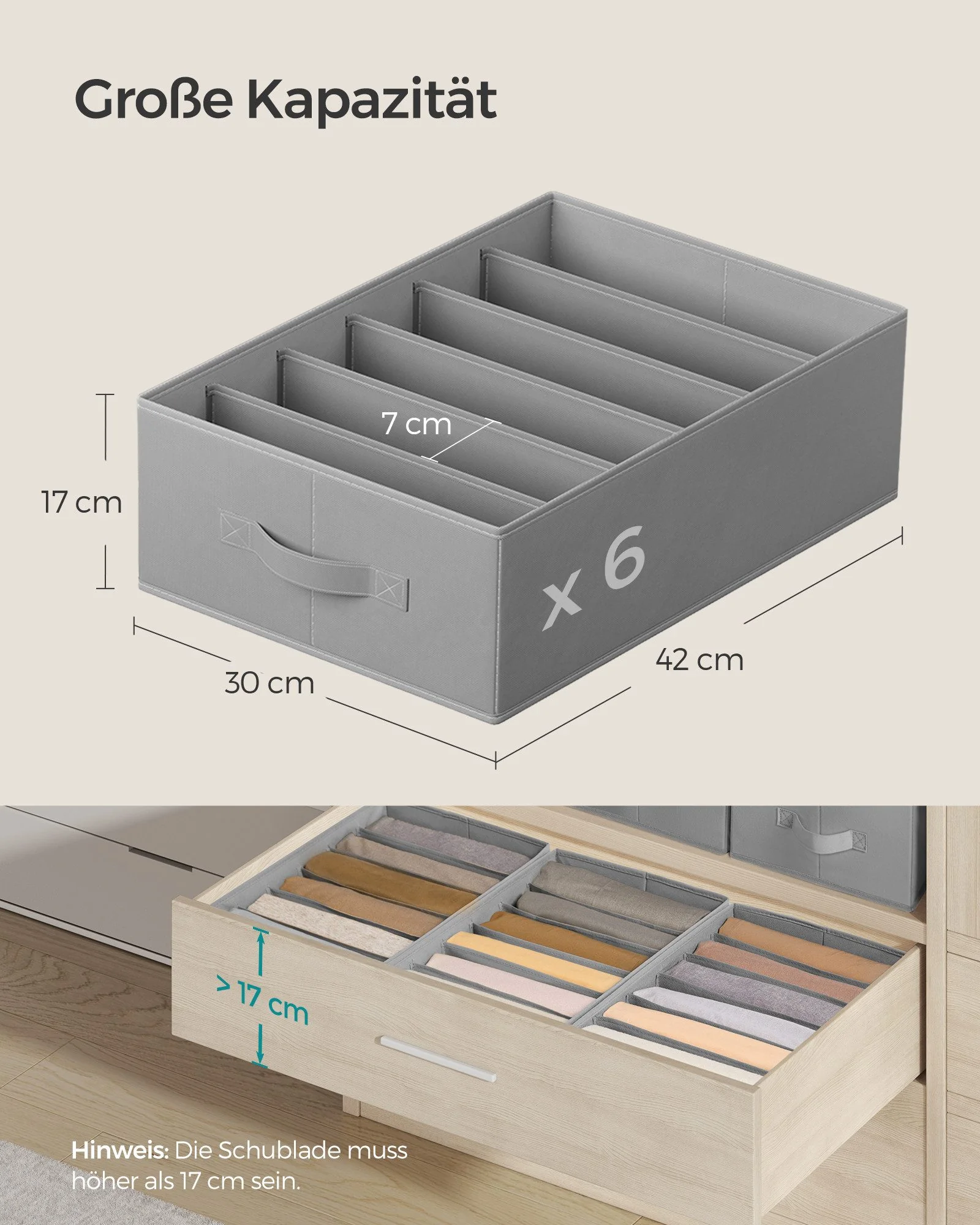 Aufbewahrungsbox Kleiderschrank-Organizer, 42 x 30 x 17 cm, für Hosen, Kleidung