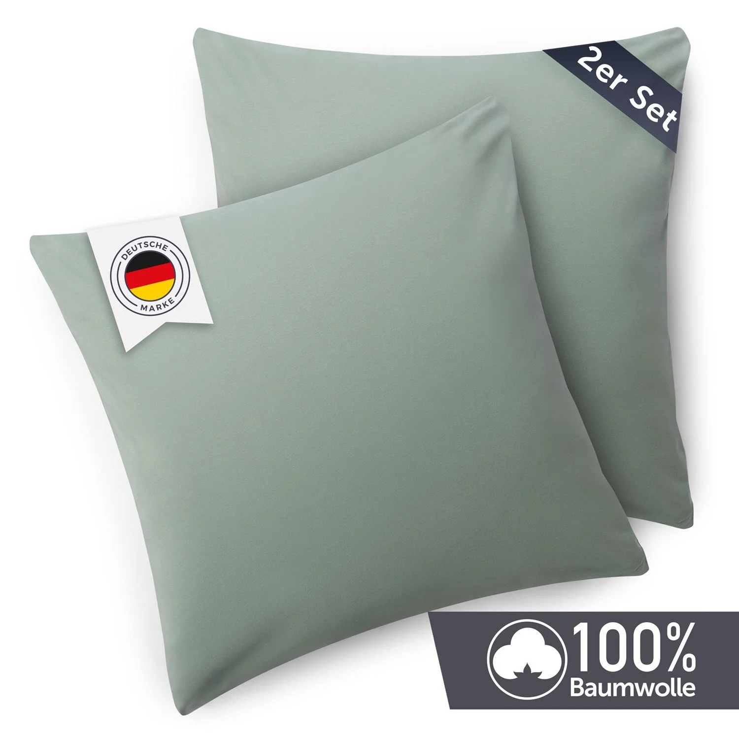 BLUMTAL Kissenbezüge Premium Jersey 2er Set Oeko-Tex zertifiziert