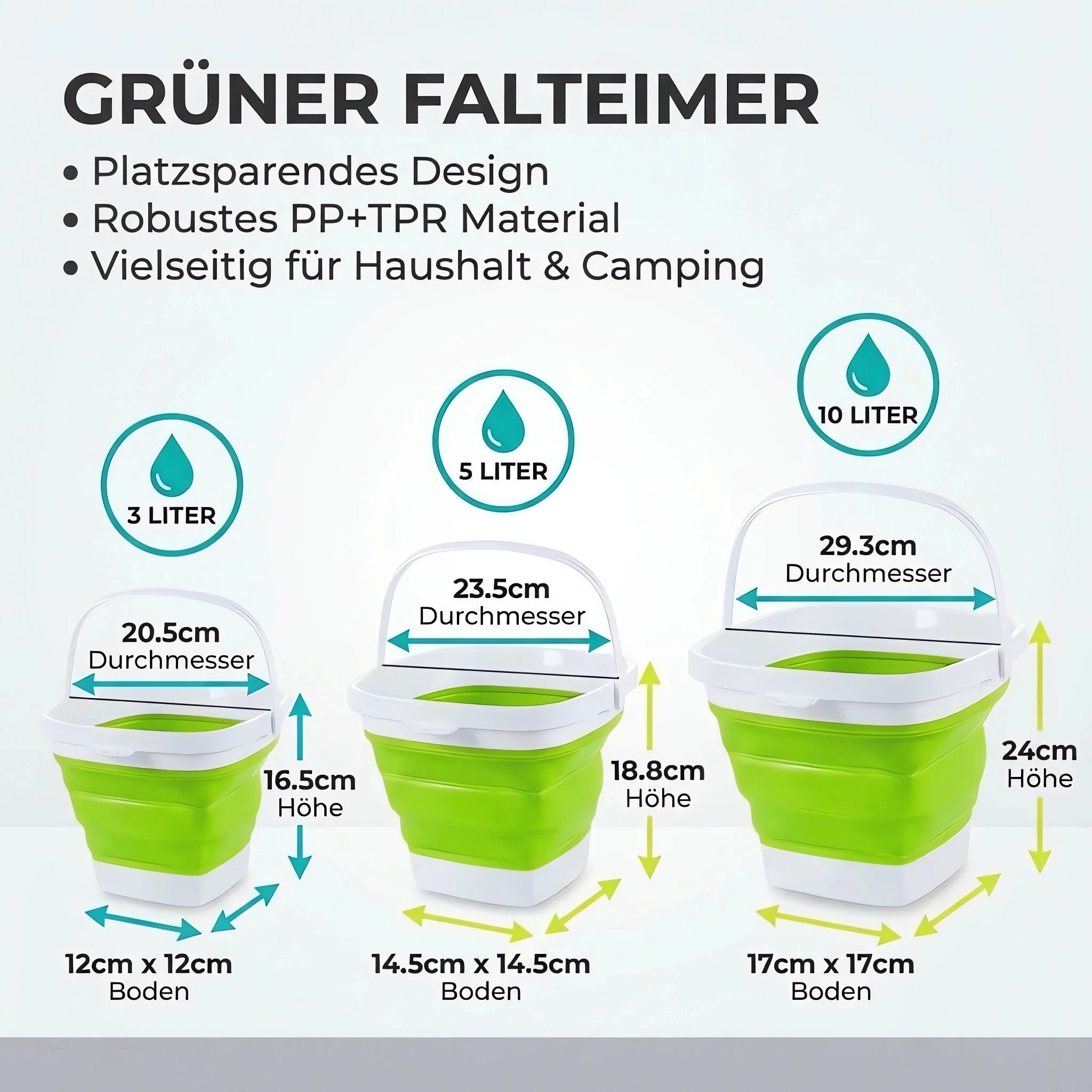 König Design Falteimer Putzeimer Wassereimer für Camping und Angeln
