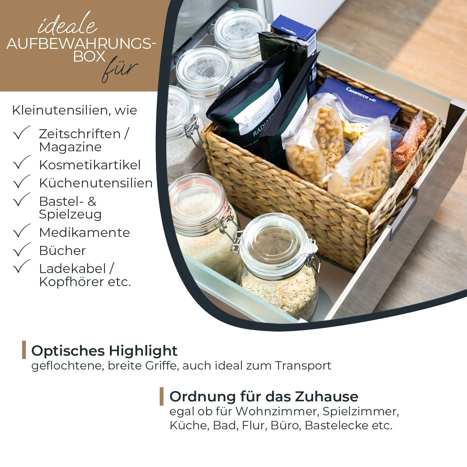Aufbewahrungskorb Aufbewahrungskorb Wasserhyazinthe, Korb mit Griffen zur Aufbewahrung