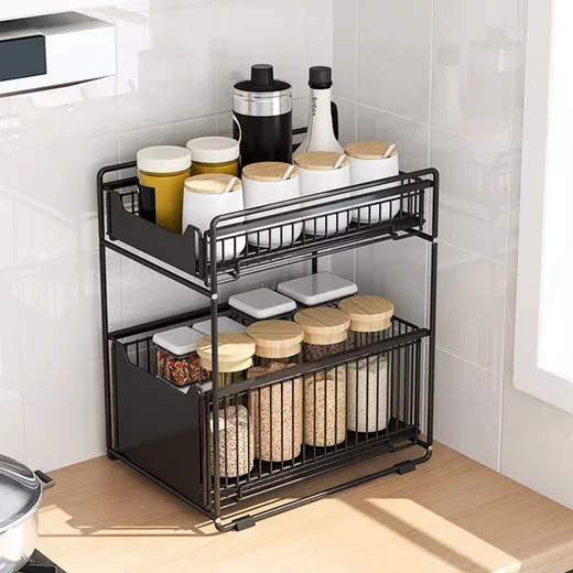 Küchenregal Schubladenregal mit 2 Körben Waschbecken Regal Unterschrank Organizer