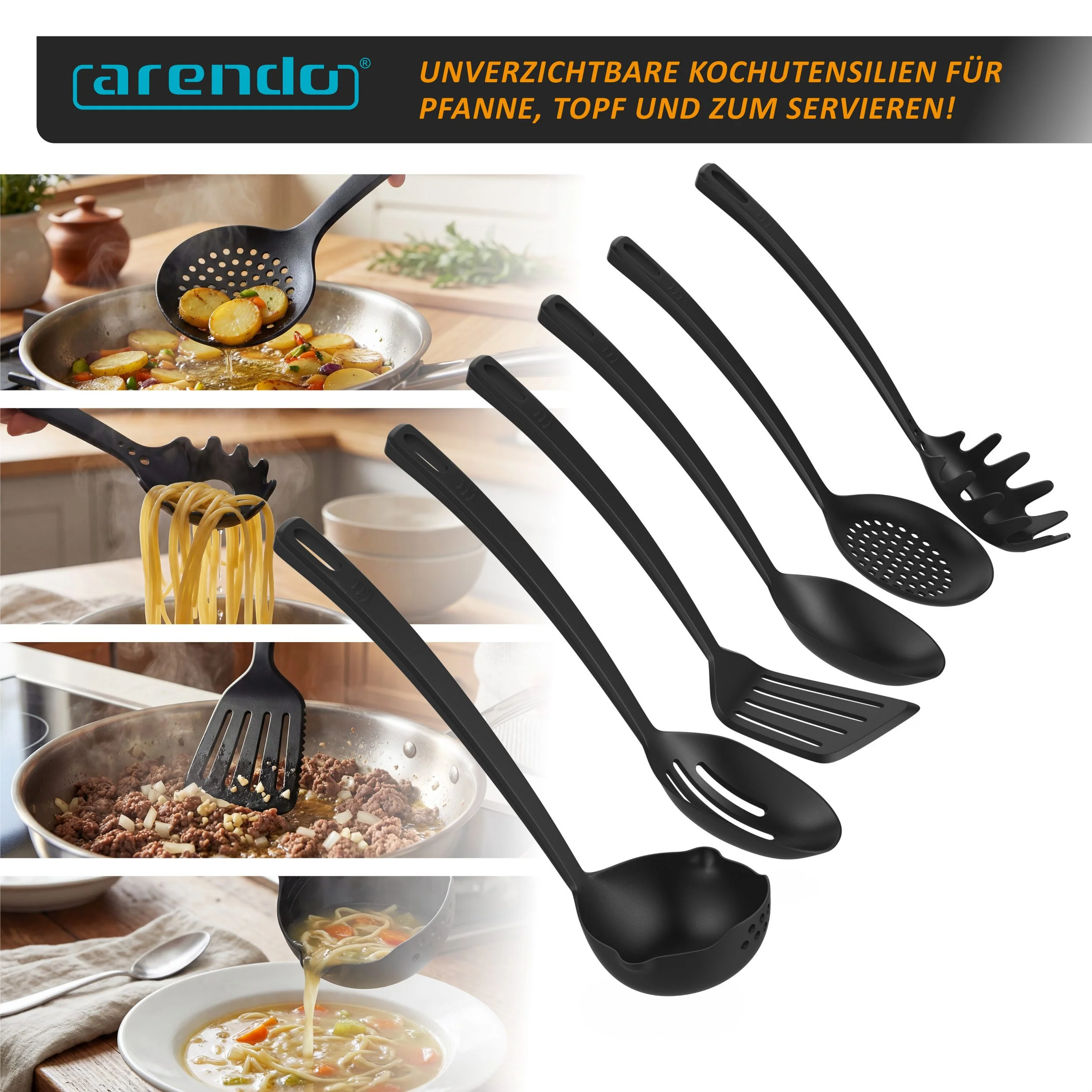 Kochbesteck-Set Küchenhelfer 6er Set, spülmaschinenfest, kratzfrei & lebensmittelecht