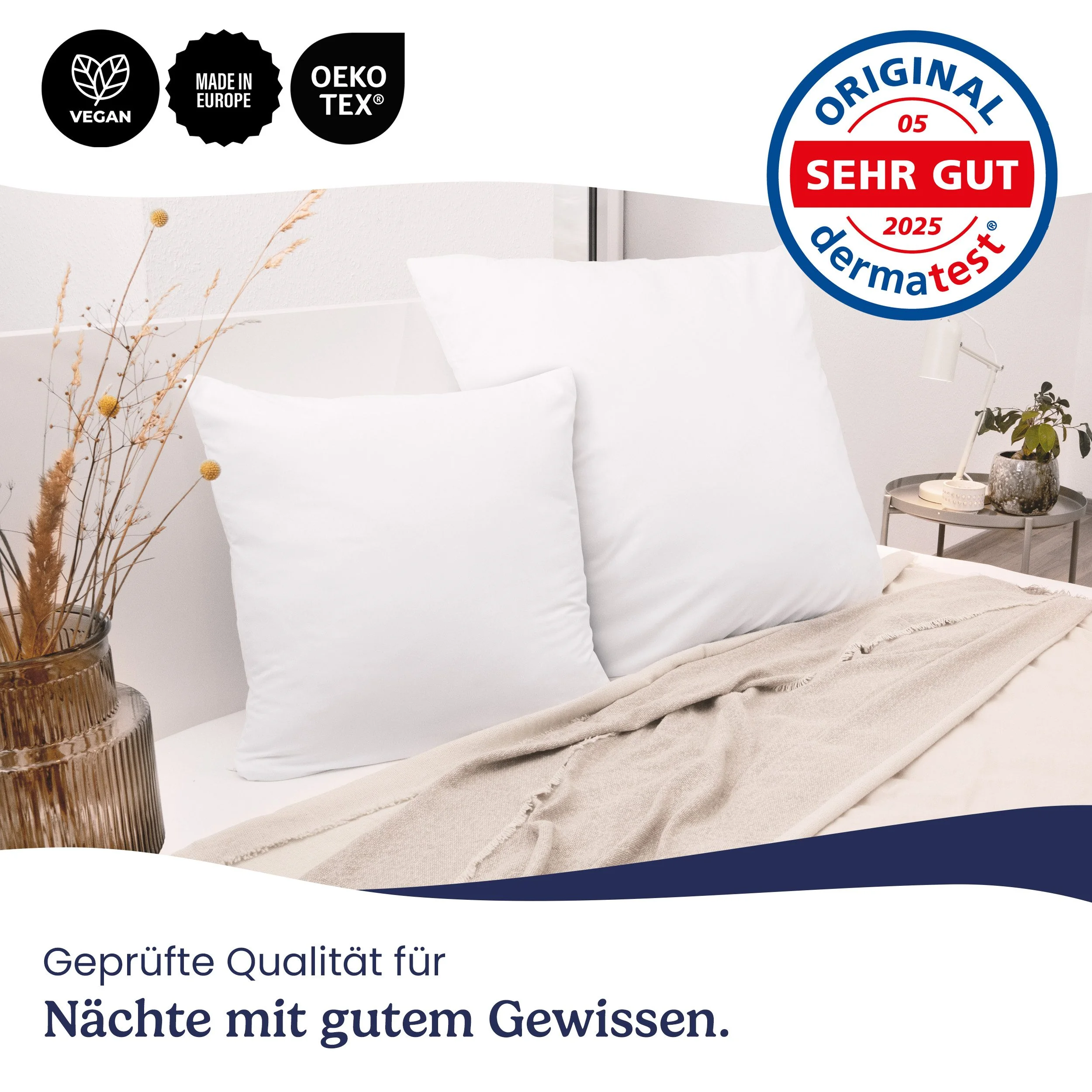 Dekokissen 2er Set Kopfkissen - Kissen für Bett und als Dekokissen - Sofakissen