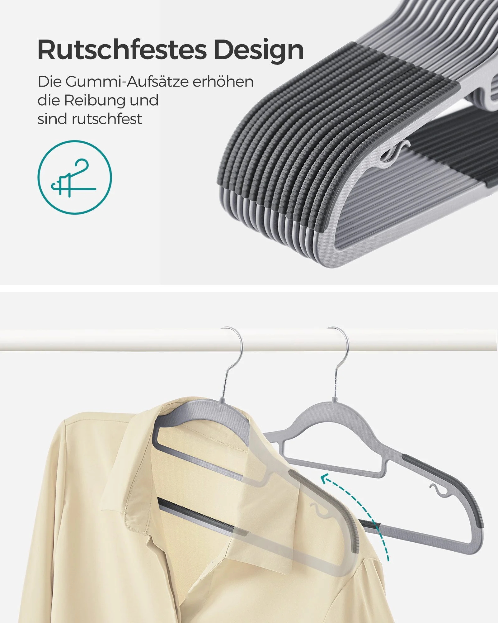 SONGMICS Kleiderbügel aus Kunststoff rutschfest