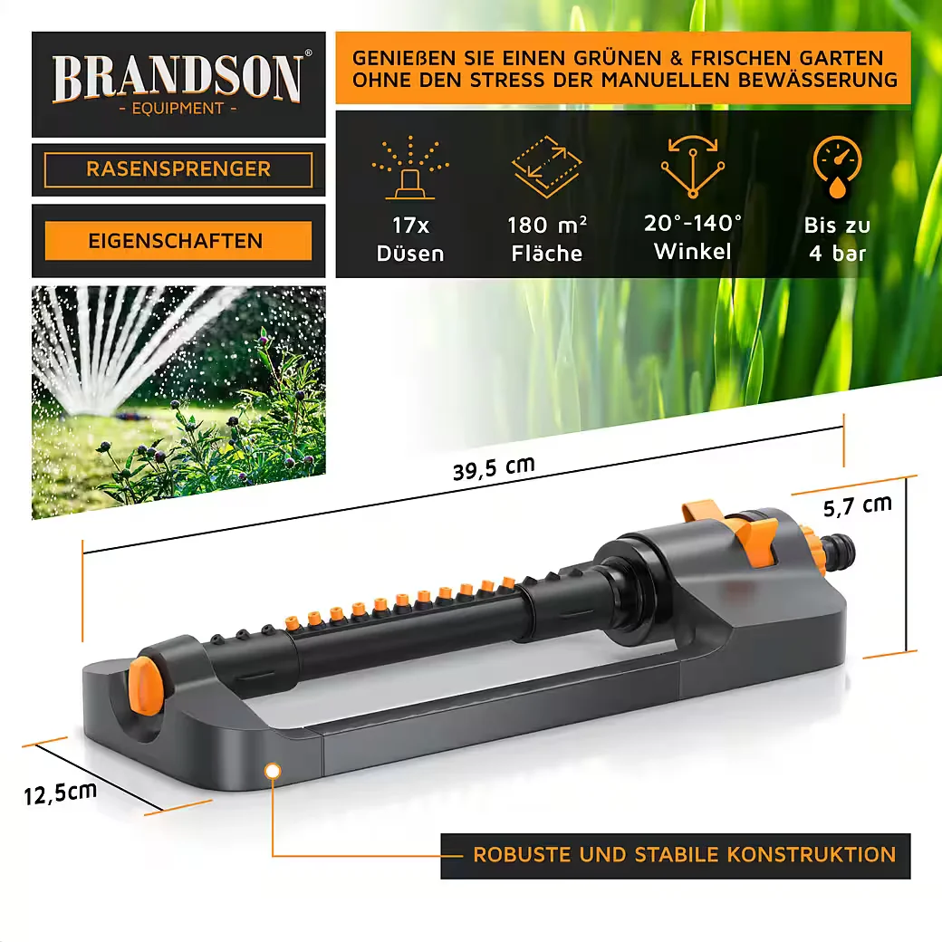 Brandson Viereckregner Rasensprenger Oszillationsregner Sprinkler