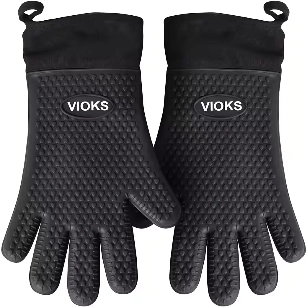 VIOKS Grillhandschuhe 2er Set feuerfest rutschfest für Grill und Ofen