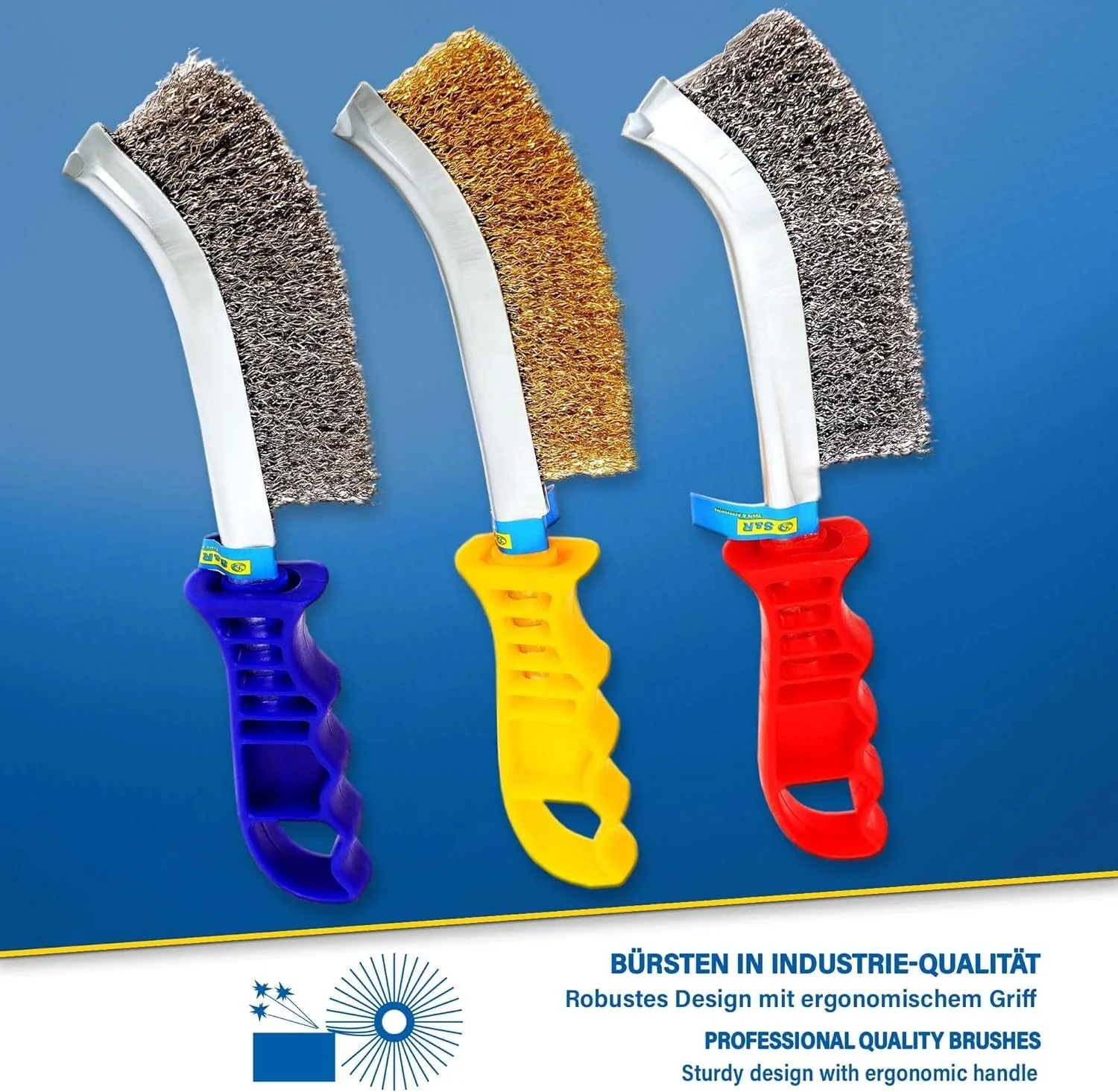Reinigungsbürsten-Set Handdrahtbürste-Set, Drahtbürste 125mm Bürste, Entgraten, Entrosten